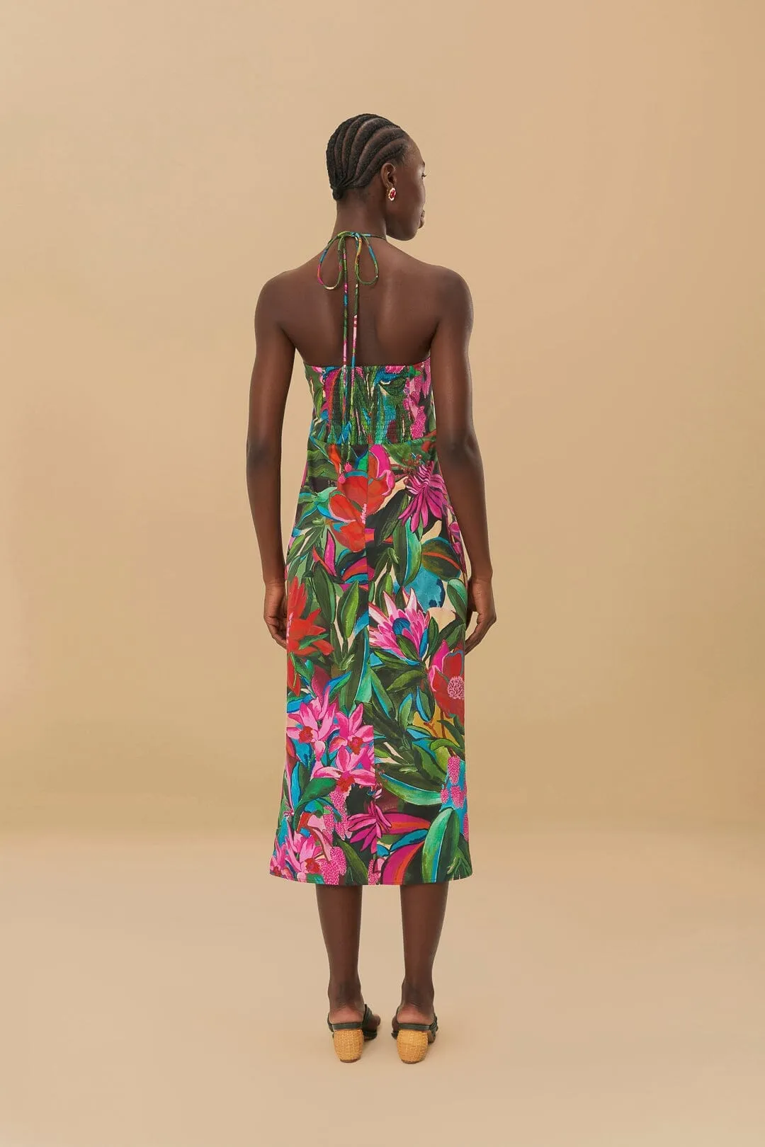 Bohemian-inspired midi Field Glow Multicolor Jardin De Reve Organic Cotton Midi Dress