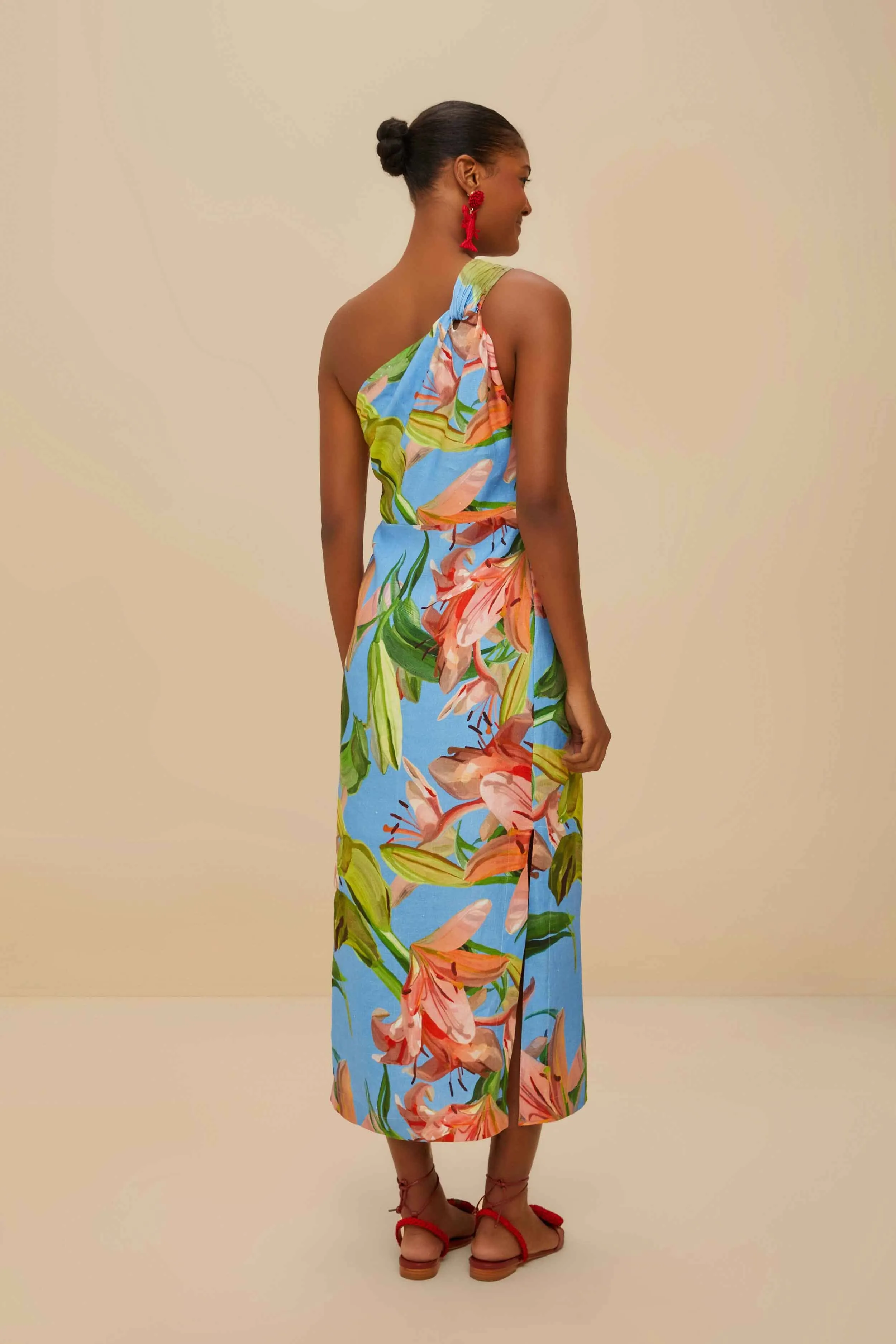 Blue Lily Bloom Euroflax? Premium Linen Midi Dress Day To Night