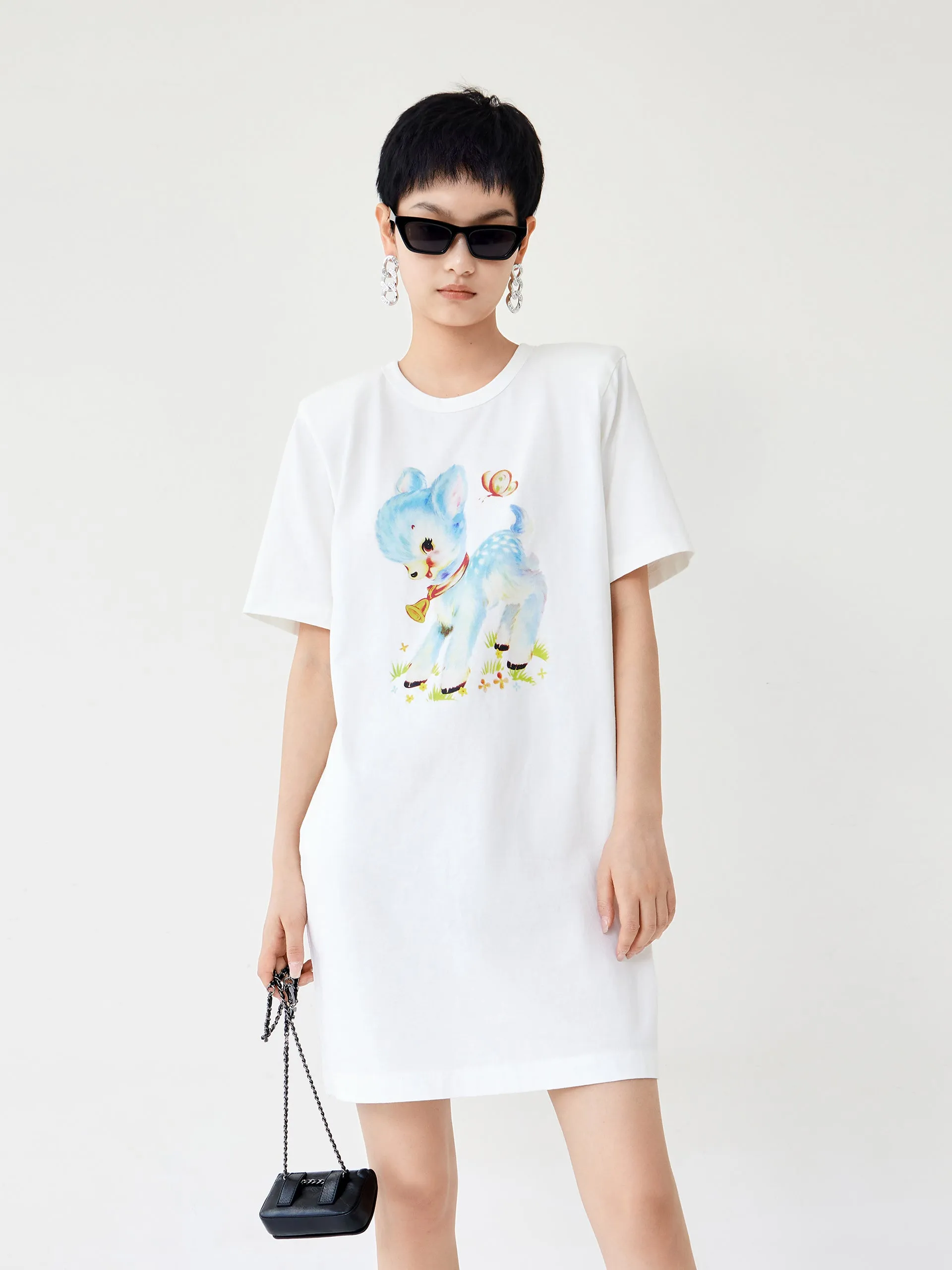 Cartoon Print T-shirt Dress Feminine Appeal