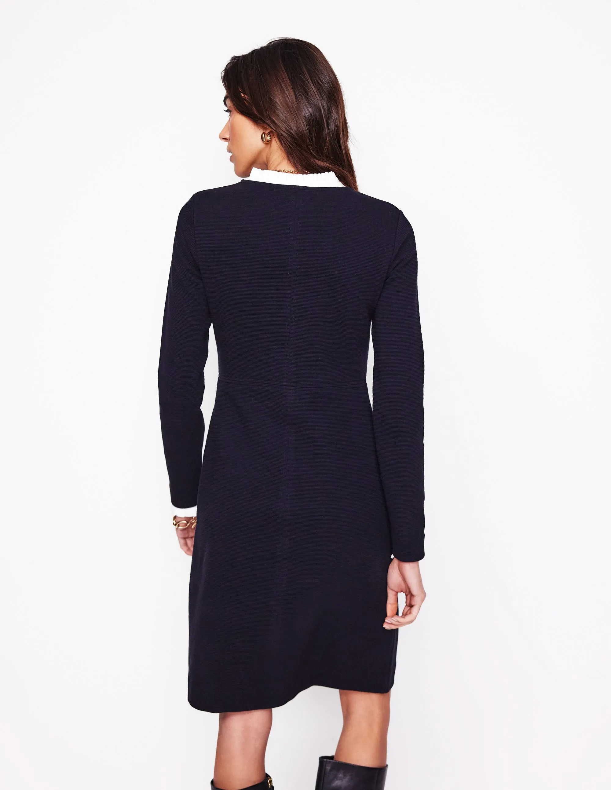 Cornelia Ottoman Dress-Black Play Edge Flirty casual wear