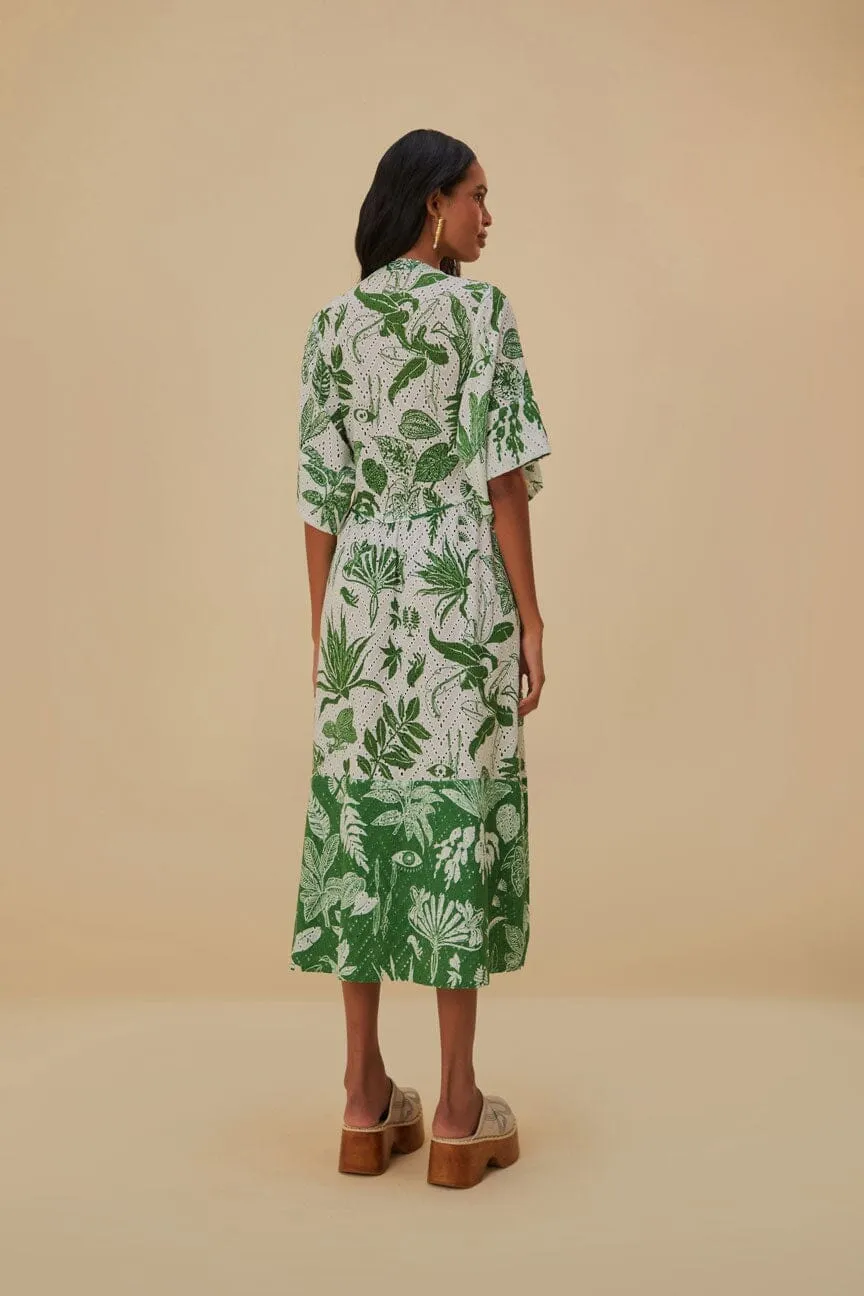 Vintage Lover Sophisticated Design Forest Soul Short Sleeve Midi Dress