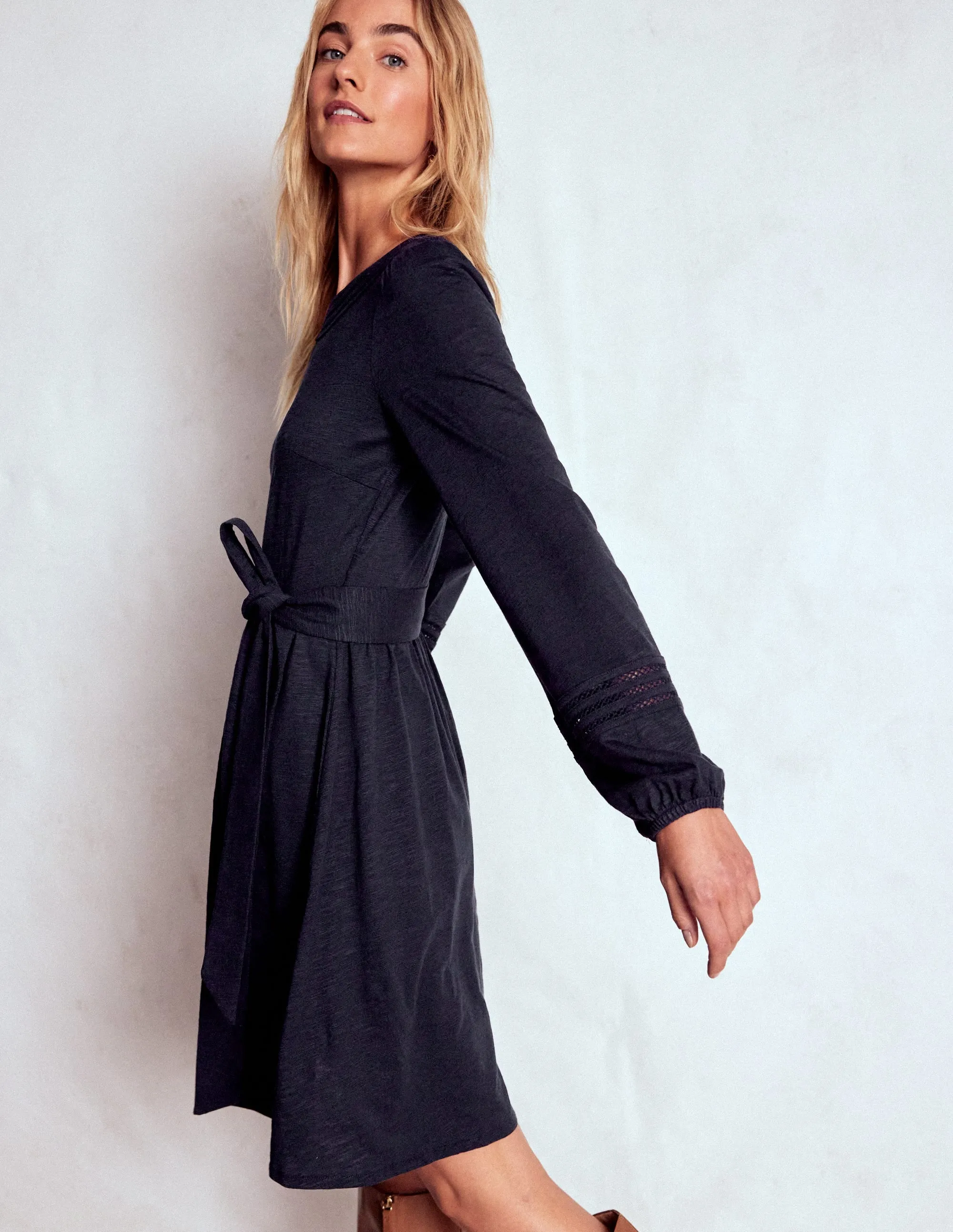 Athina Trim Insert Short Dress-Navy Light and Breezy