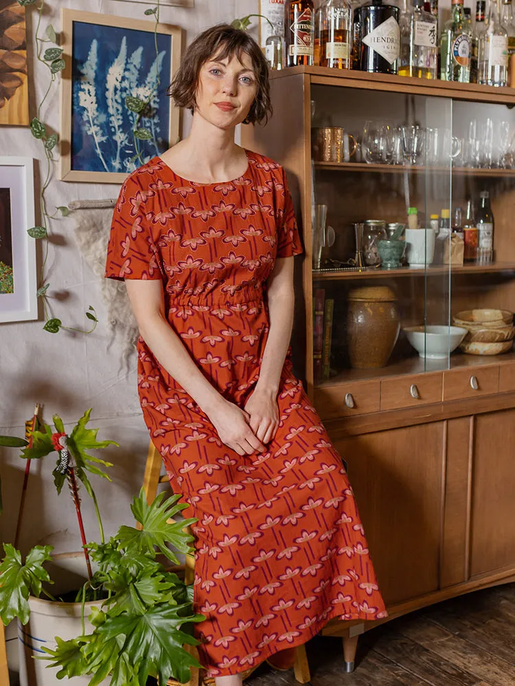 Aimee Maxi Dress - Mod Daisy Spiced Coral Breathable fabric