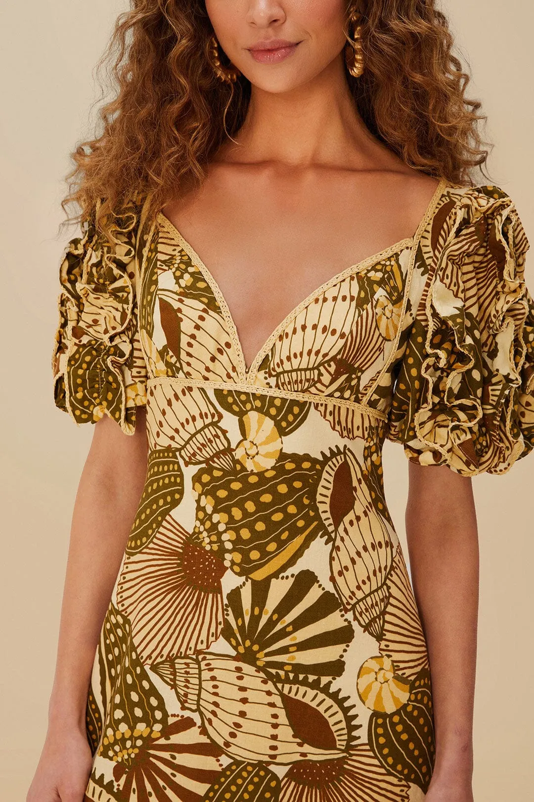 Sand Shell Mix LENZING? ECOVERO? Viscose Mini Dress Subtle Texture