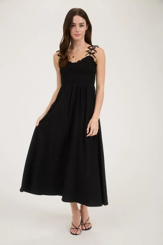 Smart Glow Sweetheart Bow Strap Dress - 2 Colors!