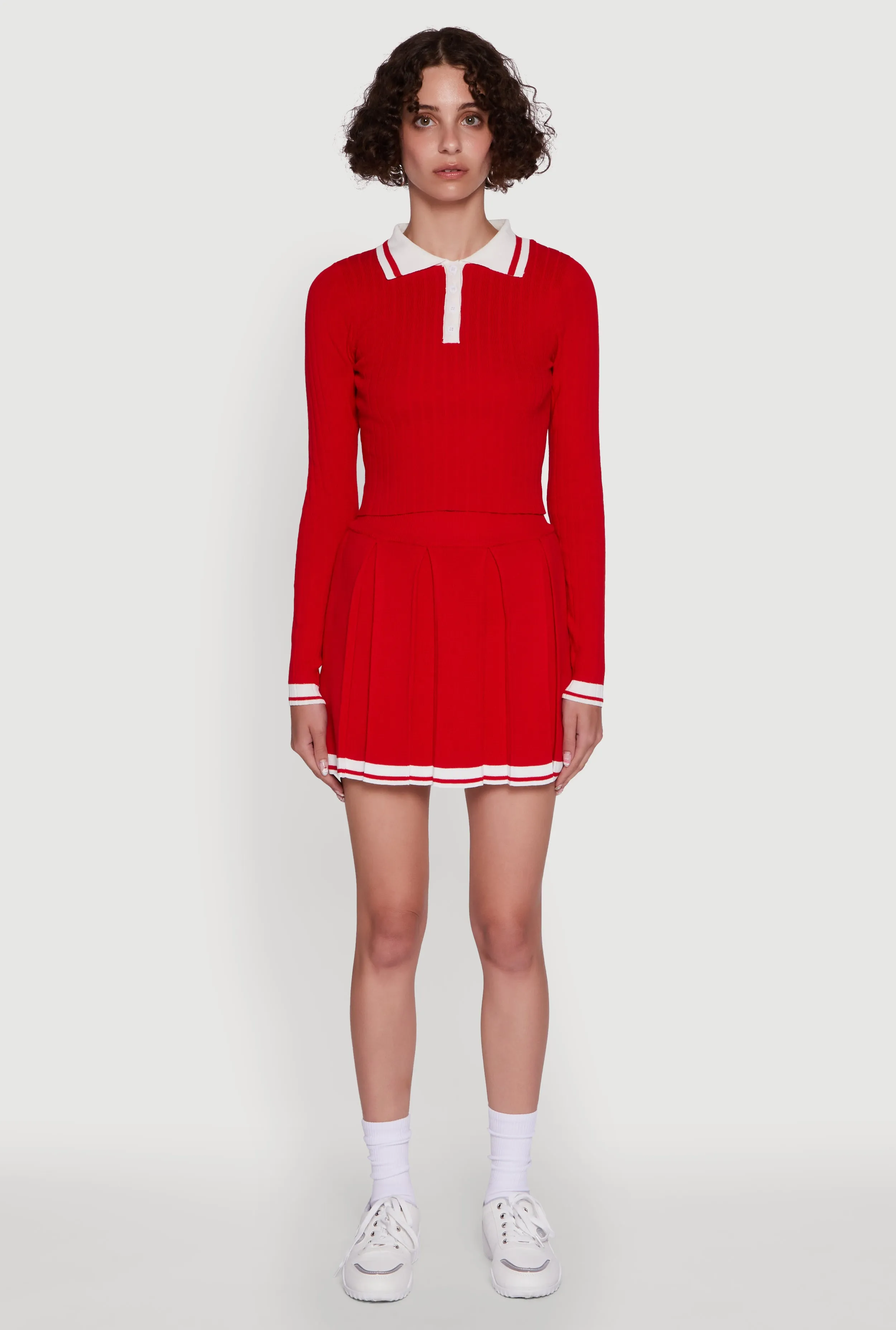 Daisy Varsity Stripe High Waisted Pleated Skirt Soft Mood Tagless label