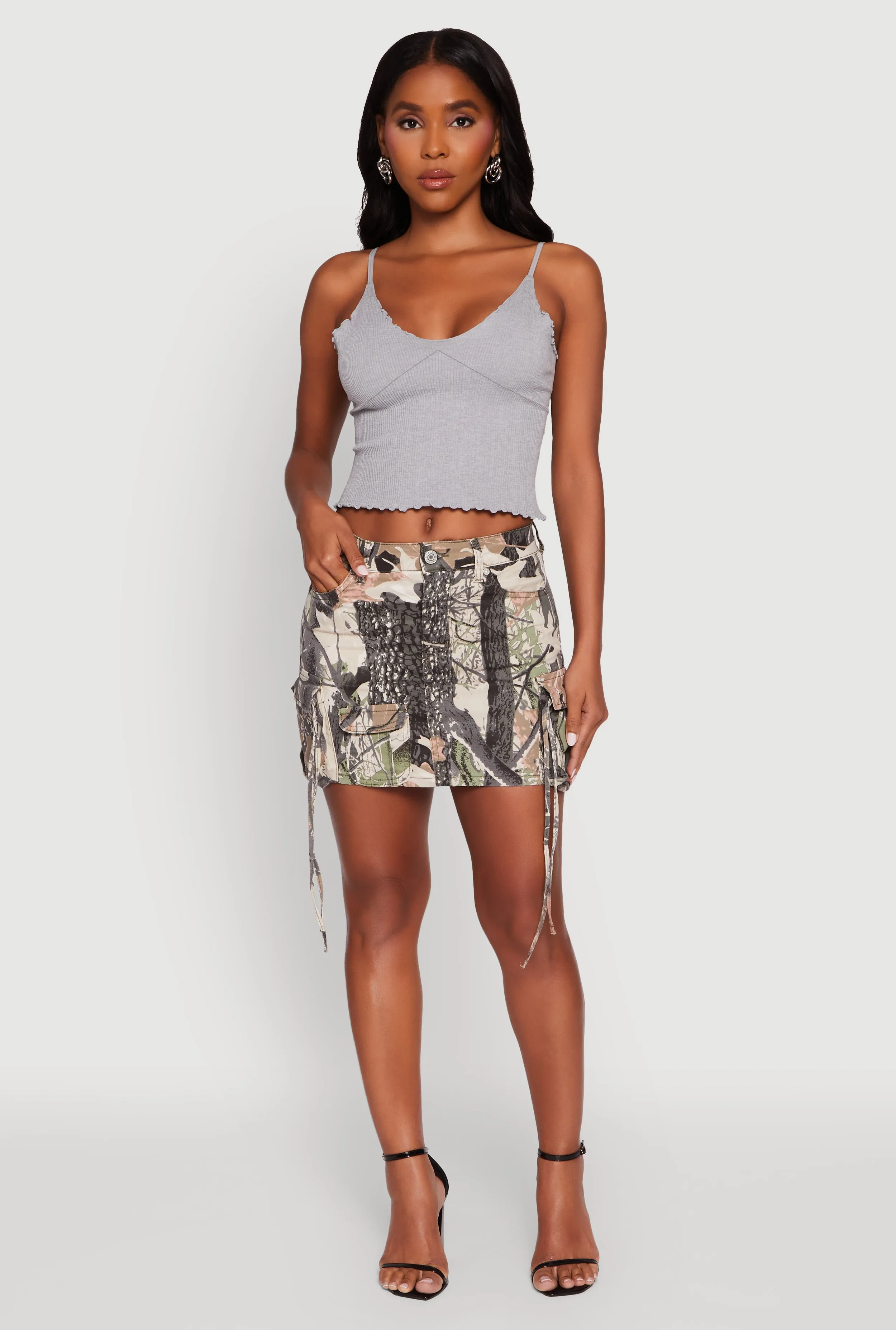 Urban Mood Trendy Hunter Print Mini Cargo Skirt
