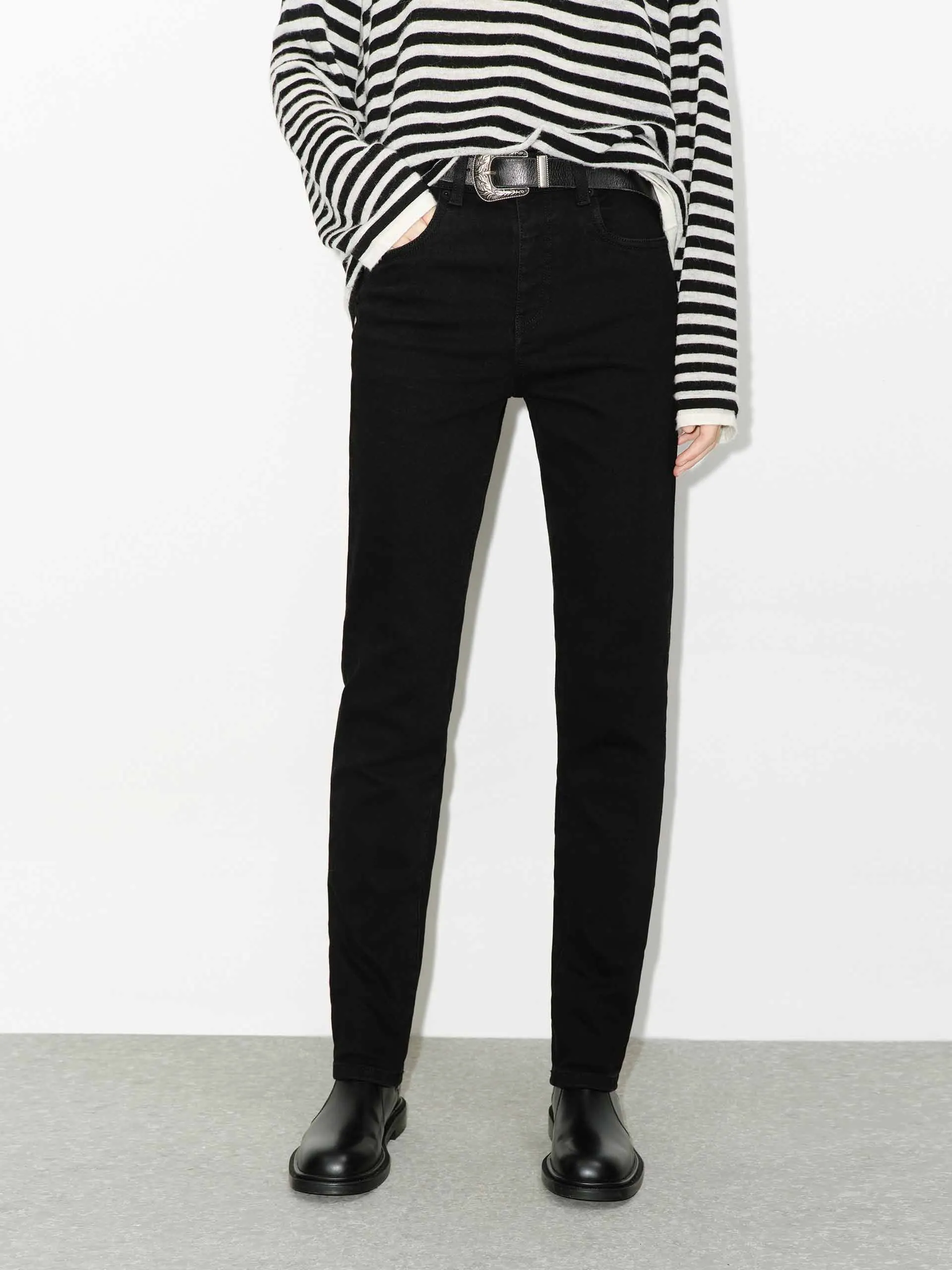 Skinny Cotton Blend Jeans Water Efficient Wash Process
