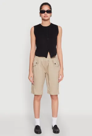 Eco Friendly Dye Process Side Zip Cargo Pocket Bermuda Shorts