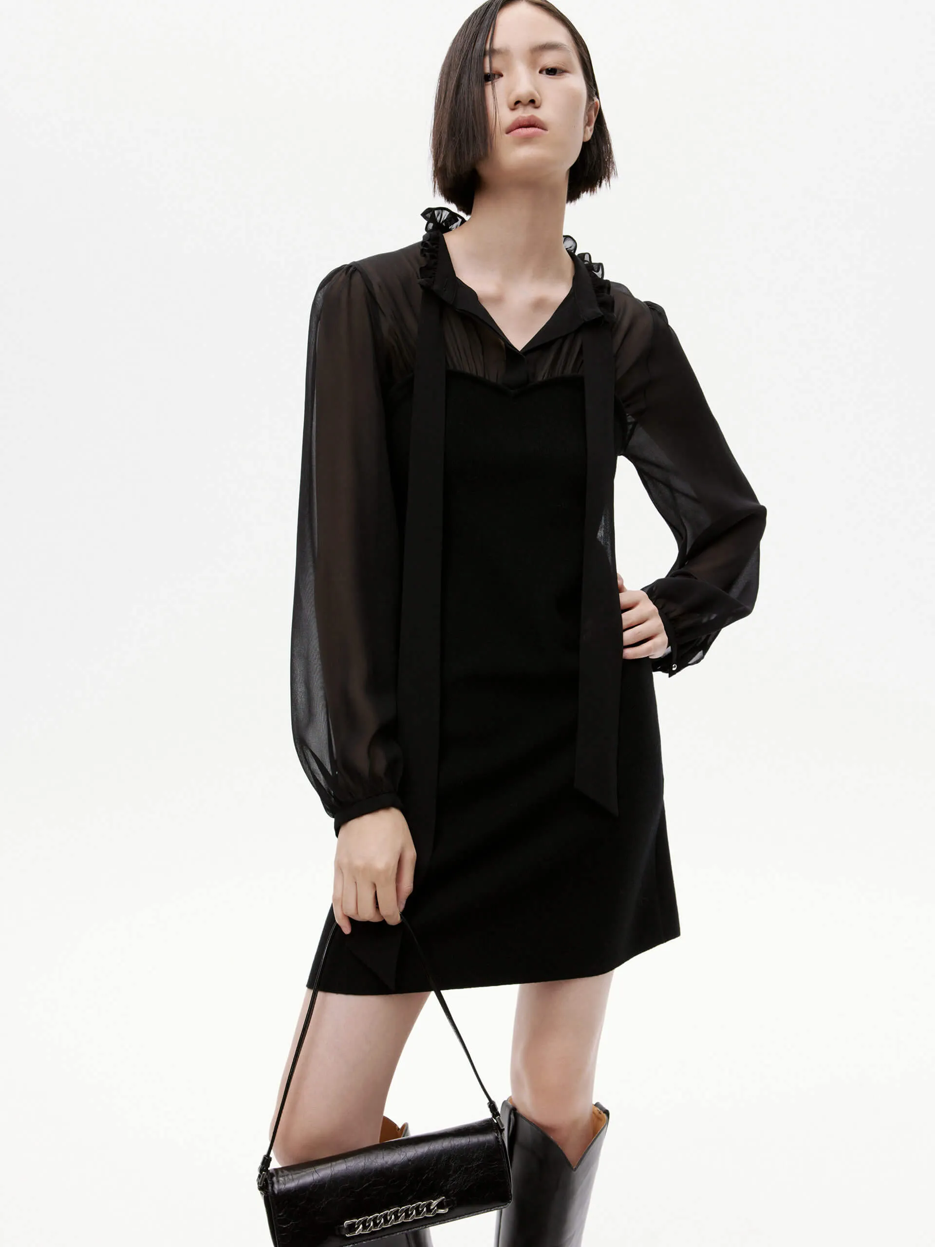 Show Chic Perfect For Summer Ruffled Collar Silk Dress