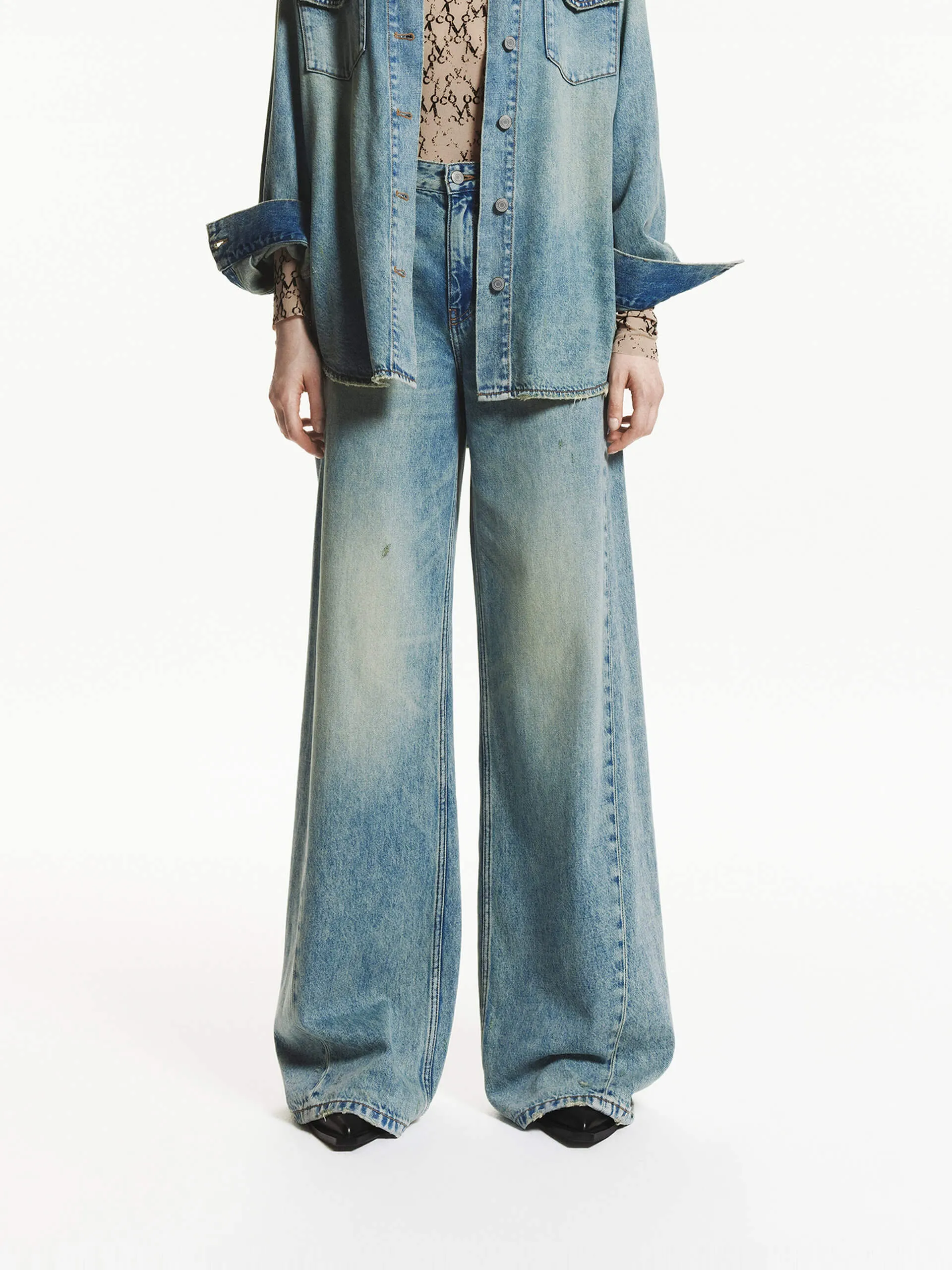 Neutral Daily Wear Adult Fashion Parent Style Trendy Breathable Wide Leg Tide Jeans