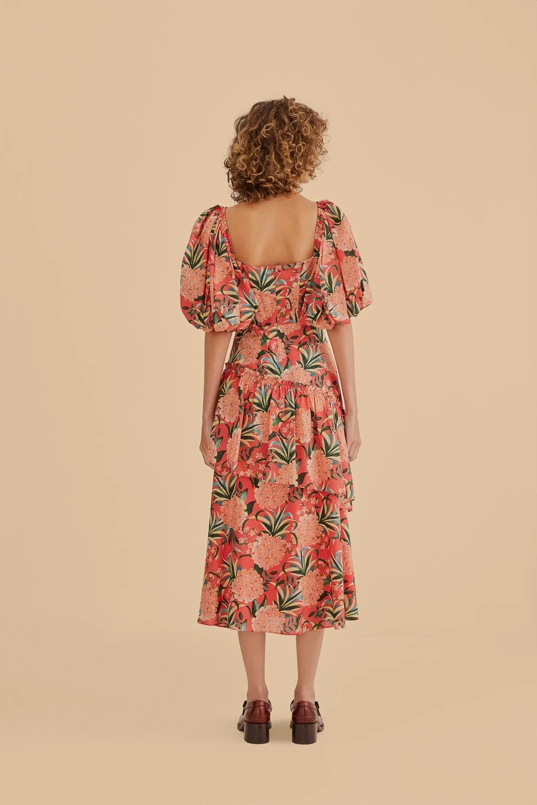 Red Pineapple Bloom Cut Out Midi Dress Playful and feminine dress Photo Spot