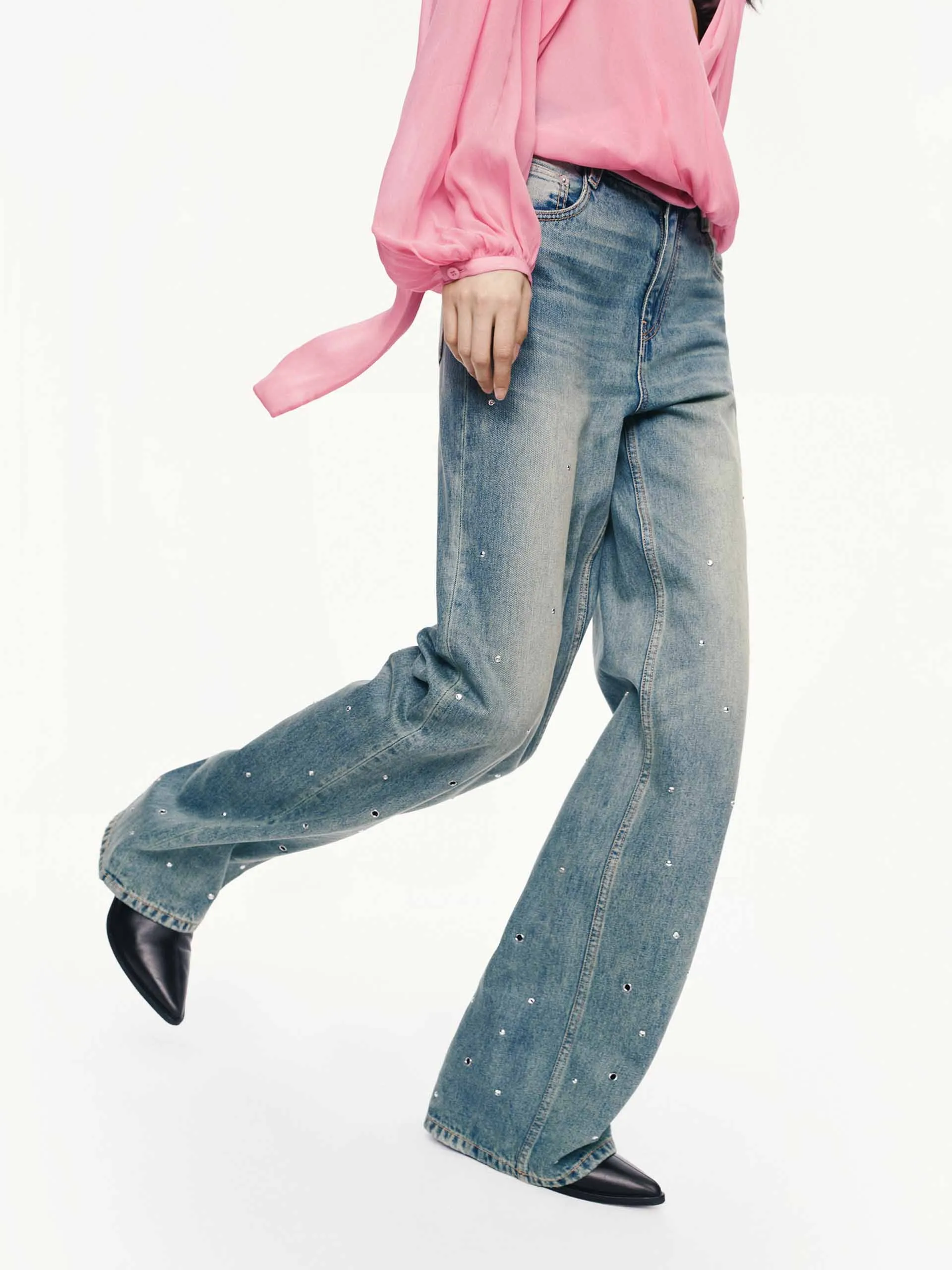 Eyelet Embellishments Jeans Fresh casual