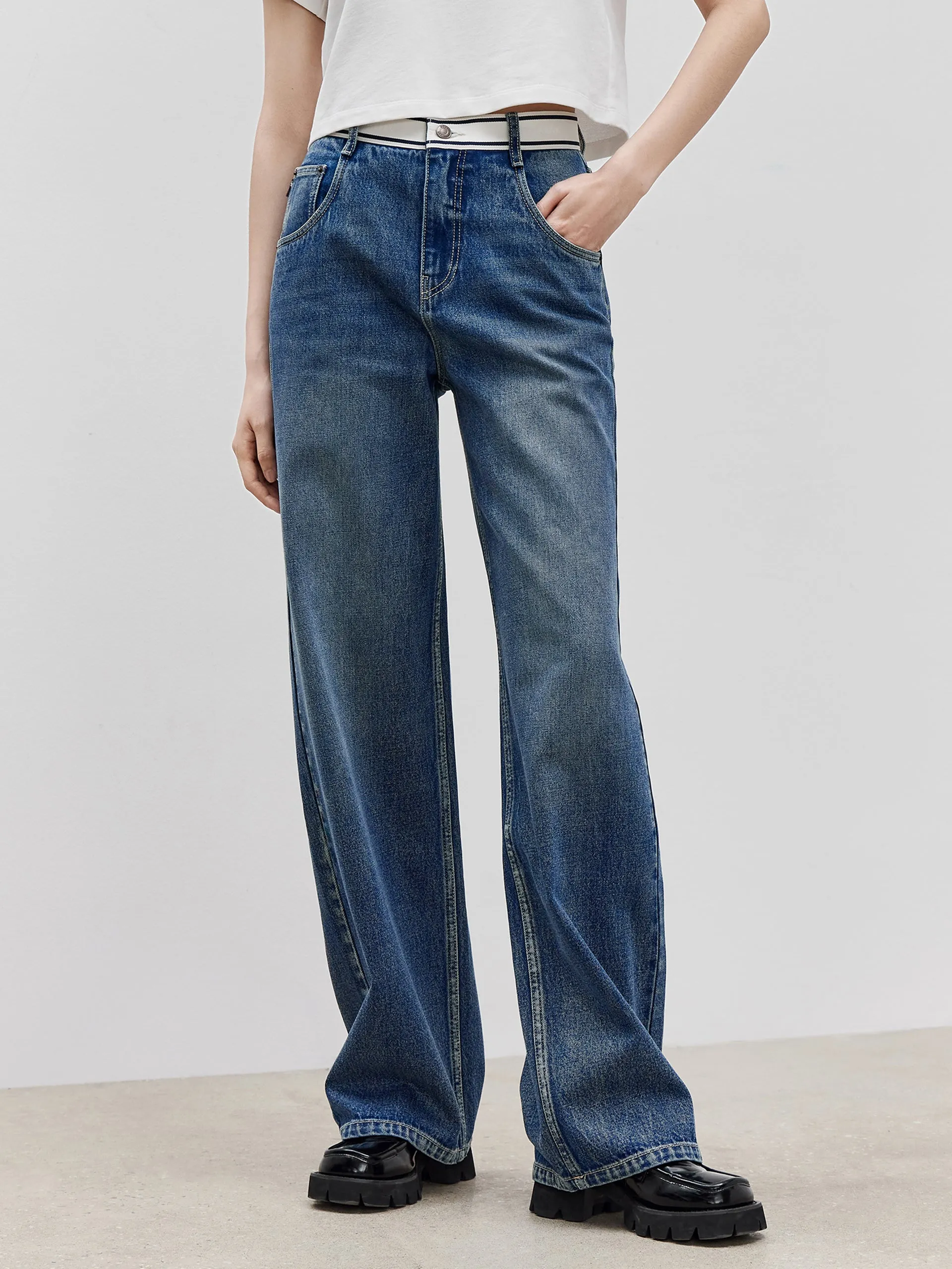 High Waist Straight Cotton Jeans Vintage Inspired Weave Festival Outfit Affordable Sunny Vibes