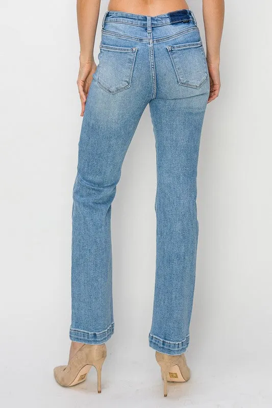 Risen Ankle Boot Cut Medium Wash Jean LayeredPaneling