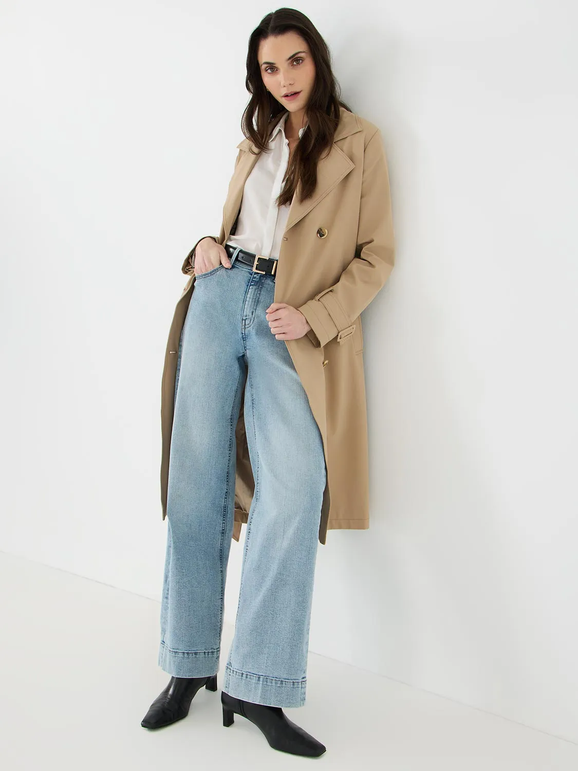 Smooth Minimalist Straight Leg Jeans With Wide Cuff