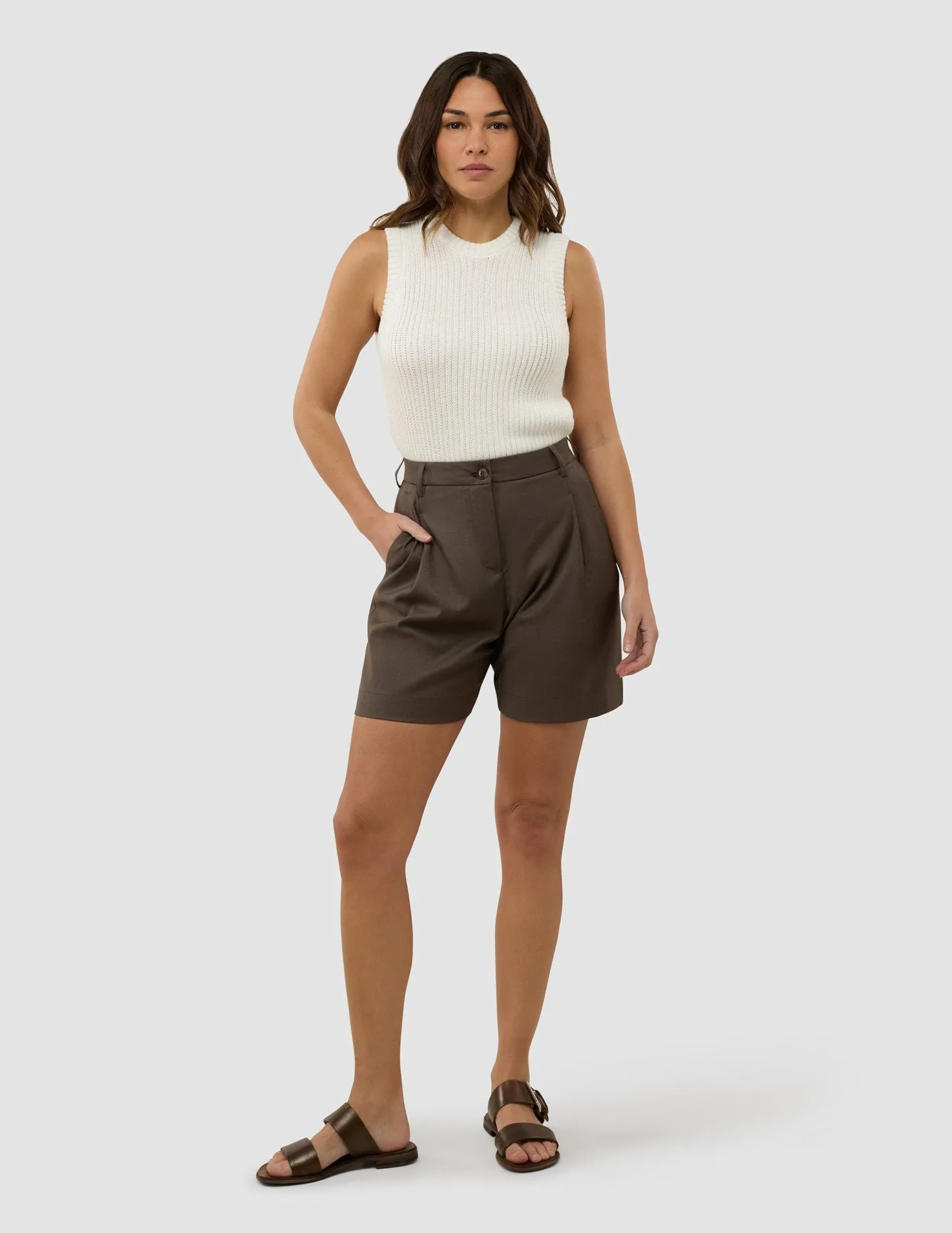 Women's Skye Shorts Dark Chestnut Melange Layer Ready Quick Access Pockets
