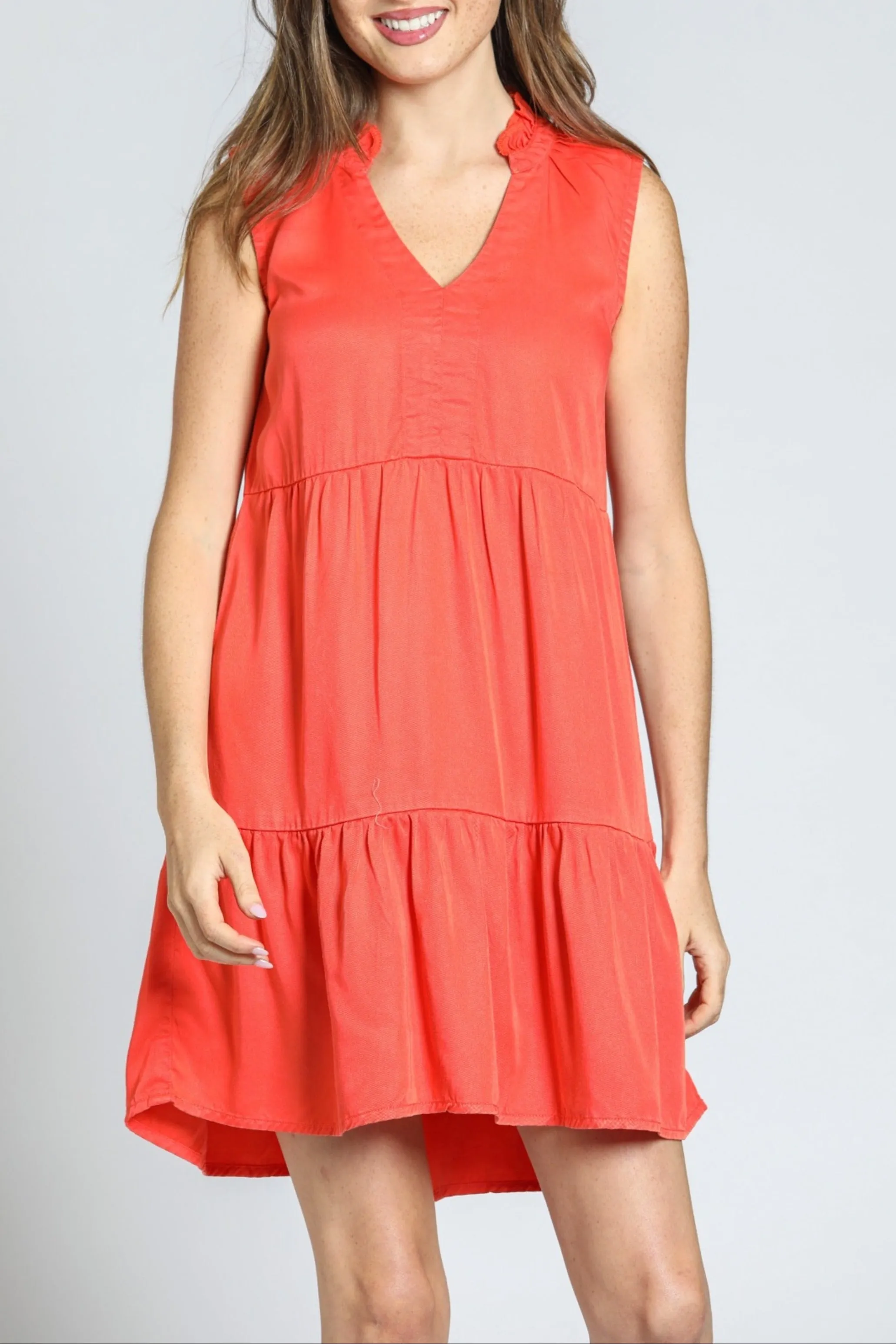 Grace Ease Tencel Sleeveless Dress With Split Neck