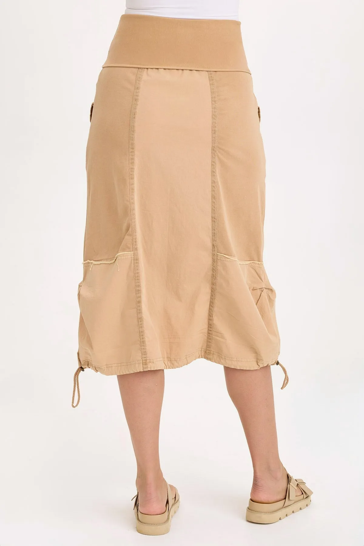WrinkleResistant Fabric Marconi Cargo Cinch Bubble Hem Midi Skirt