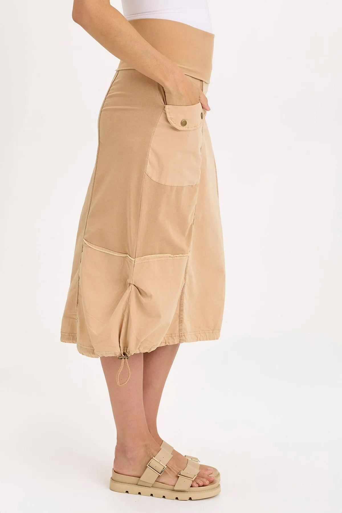 GridTexture Marconi Cargo Cinch Bubble Hem Midi Skirt
