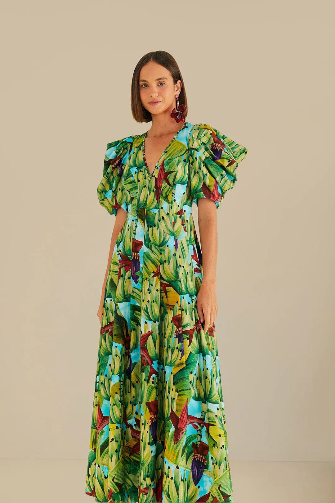 Moon Beam Blue Banana Pingo Midi Dress