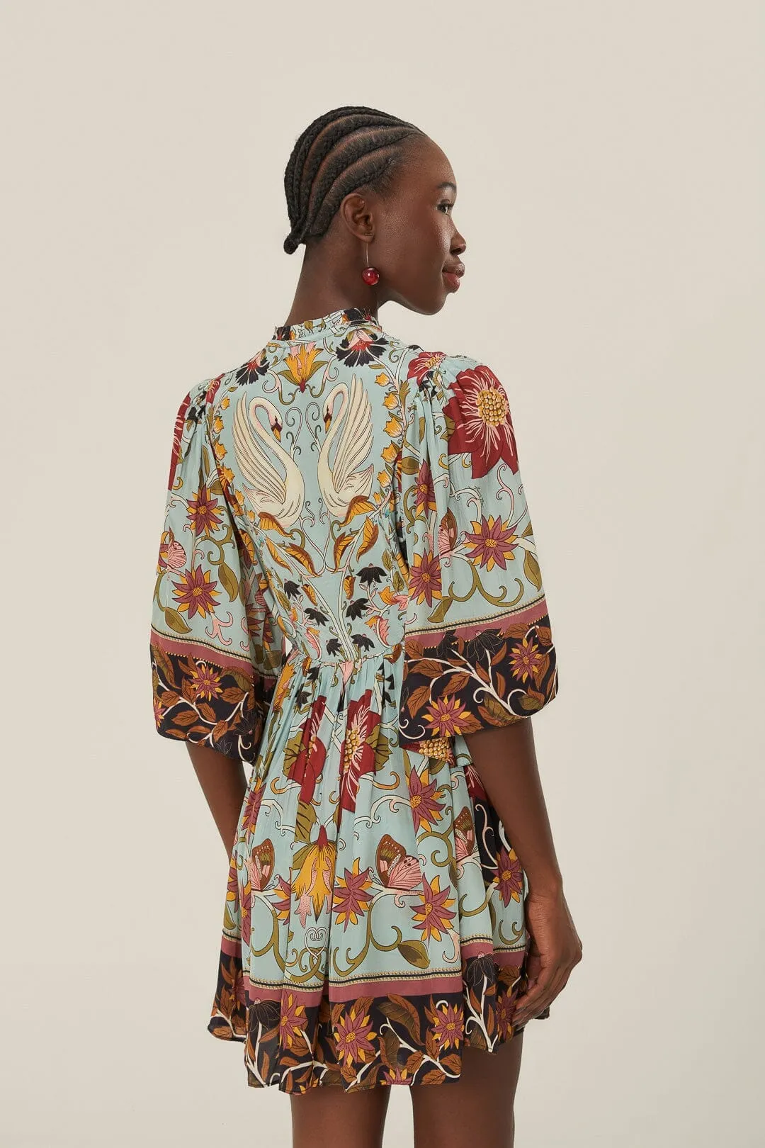 Blue Flowing Beauty Short Sleeve Mini Dress Shine Fresh