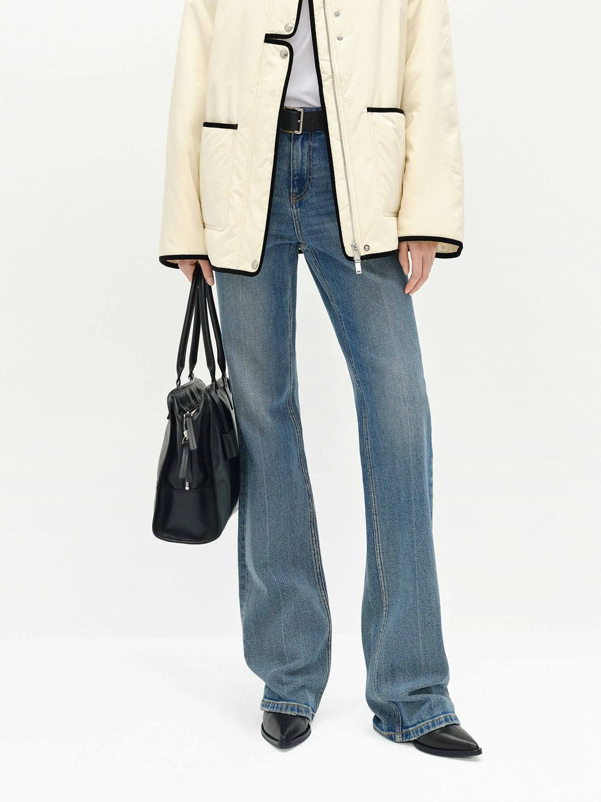 Weather Friendly High Rise Blue Straight Jeans