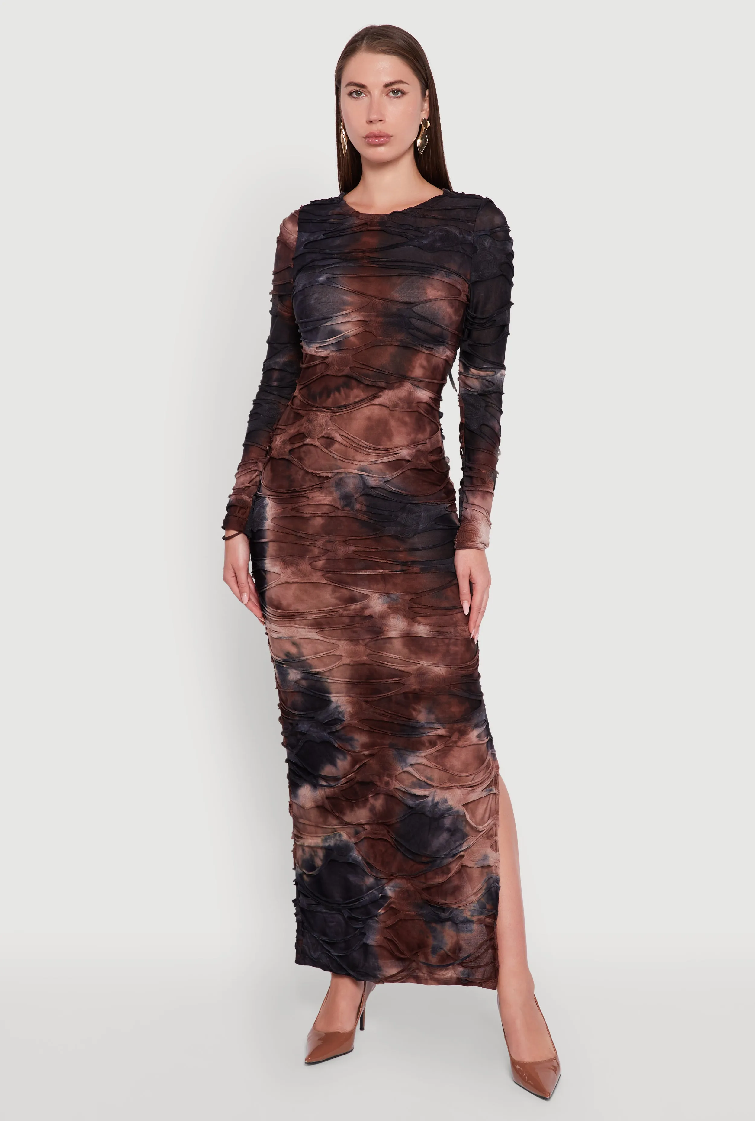 Pastel tone Tie Dye Slashed Side Slit Maxi Dress