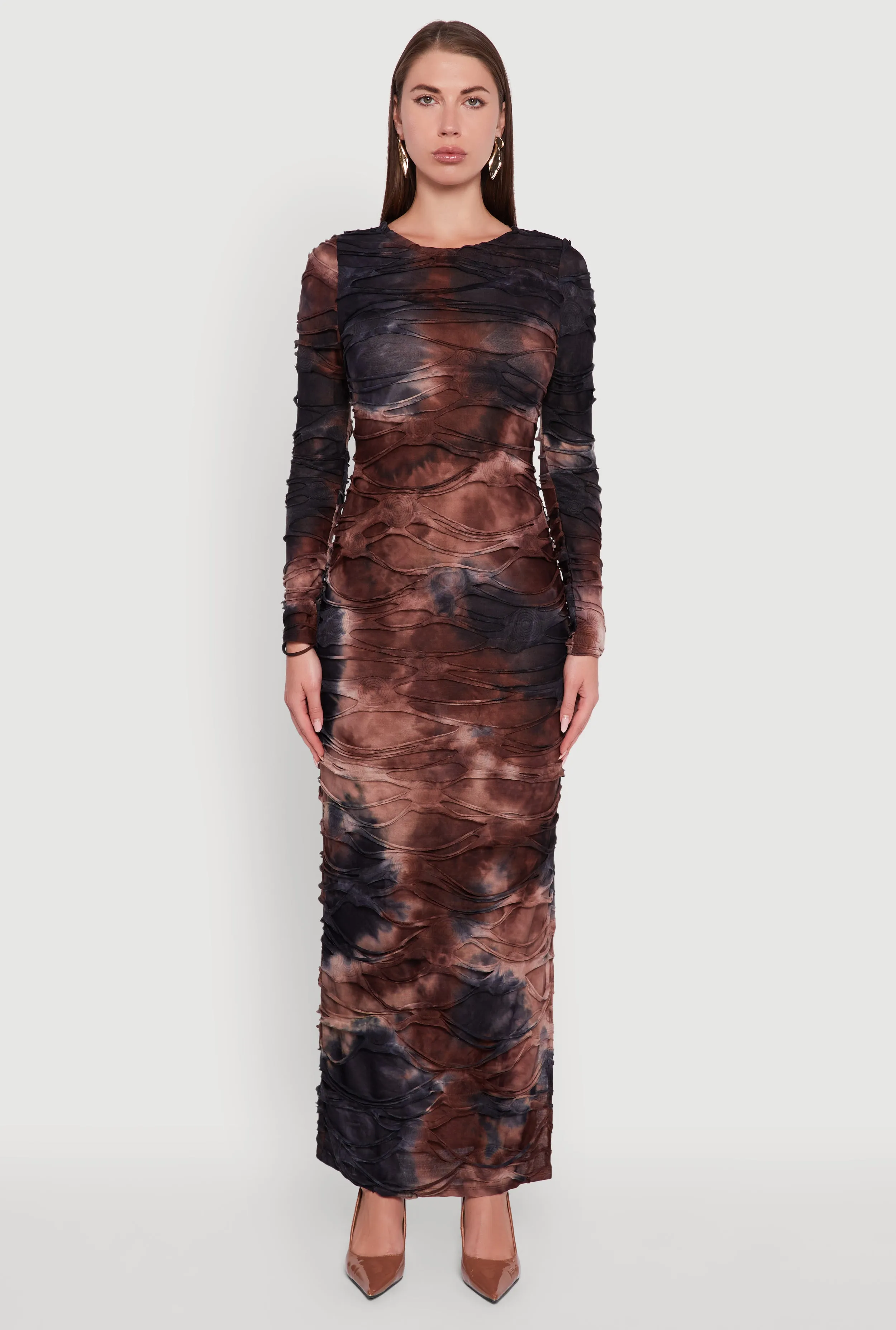 Tulle Glow Candle Hour Tie Dye Slashed Side Slit Maxi Dress