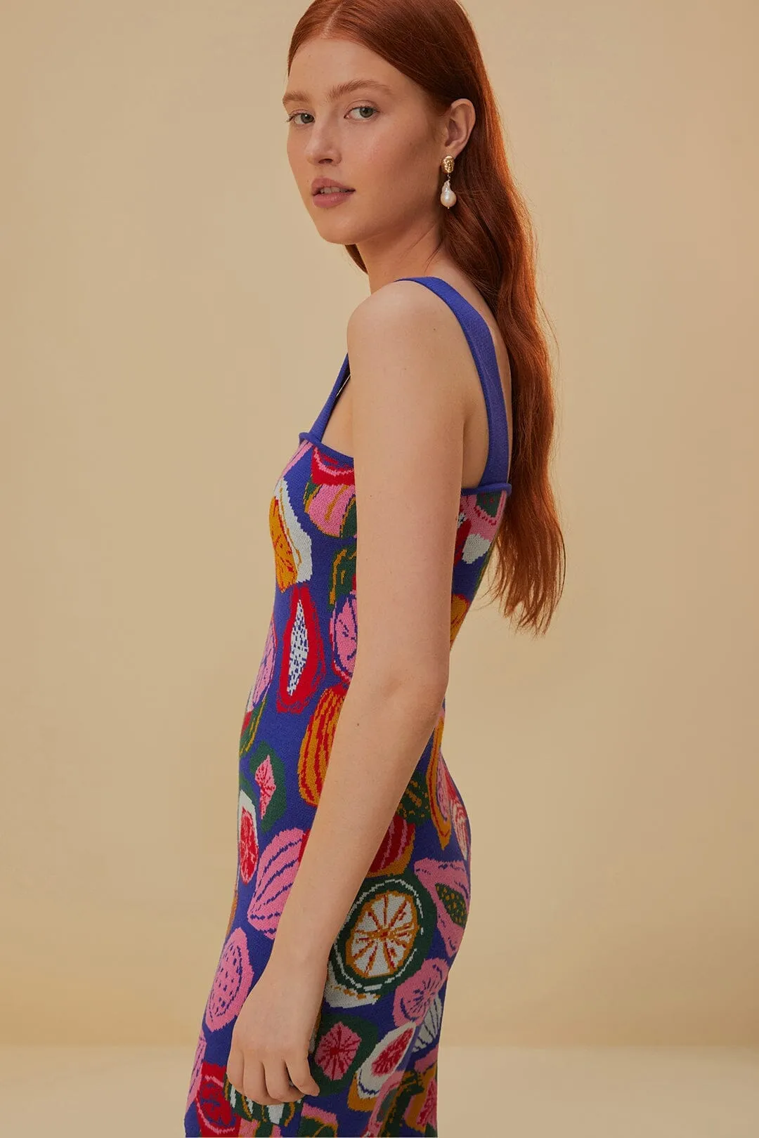 City Friendly Colorful Salad Knit Midi Dress
