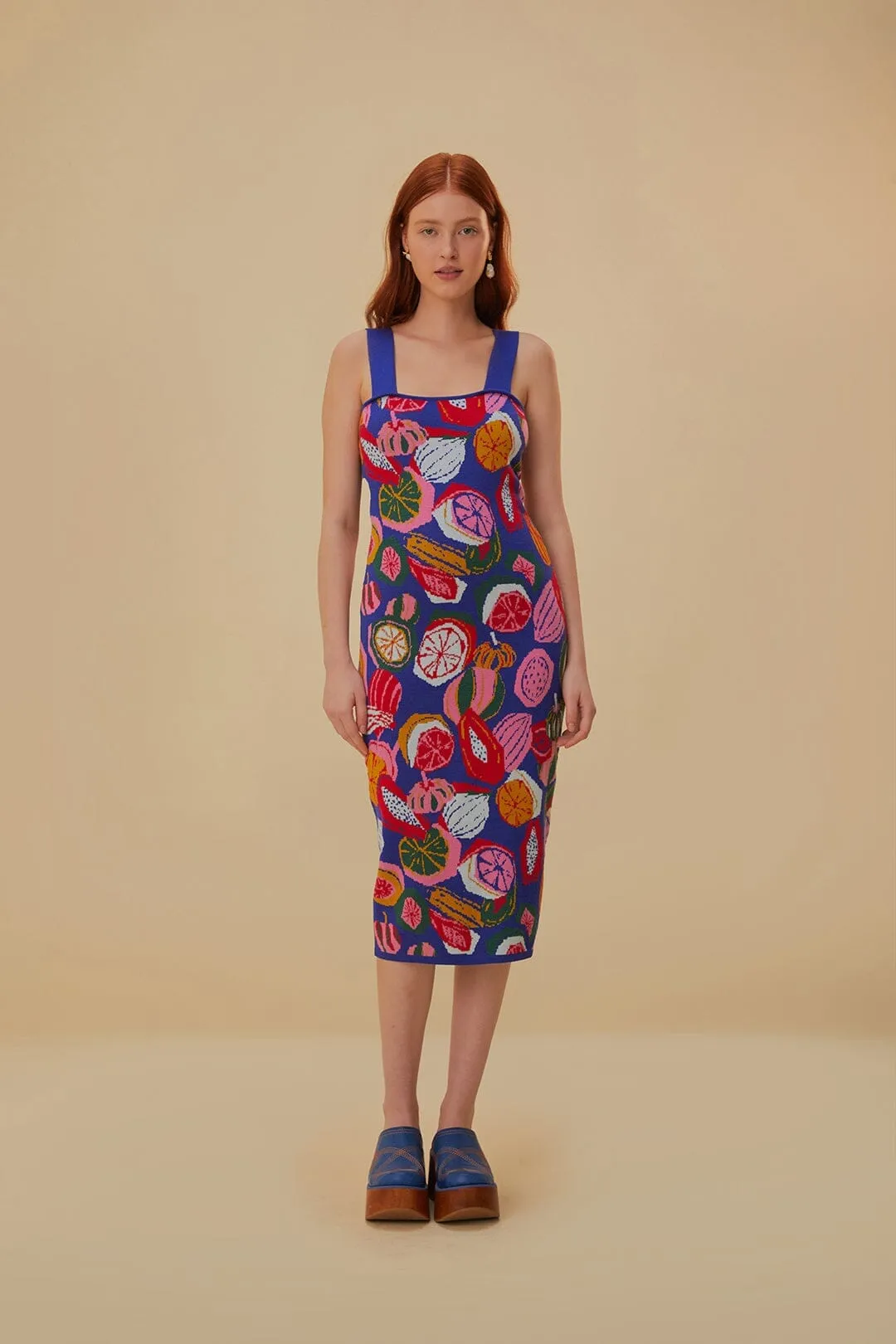 Colorful Salad Knit Midi Dress A-line midi dress Court Yard