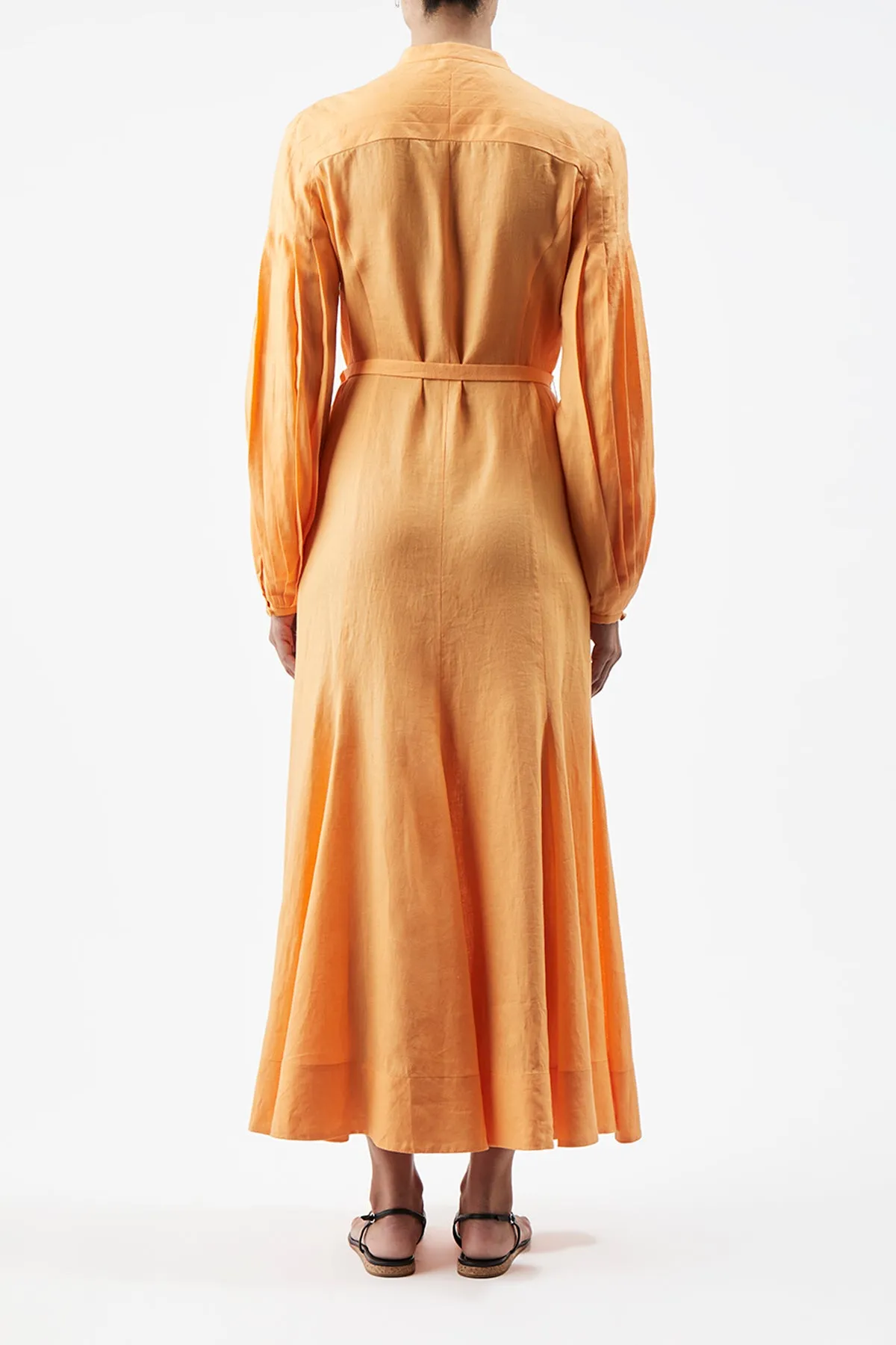 Nature Glow VentilatedMesh Lydia Maxi Dress with Slip in Fluorescent Orange Aloe Linen