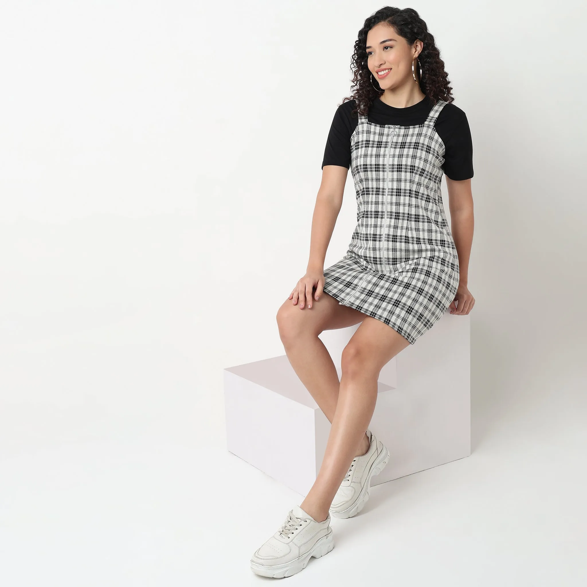 MoistureControlClothing NonRestrictiveSilhouette Checkered Sleeveless Dress