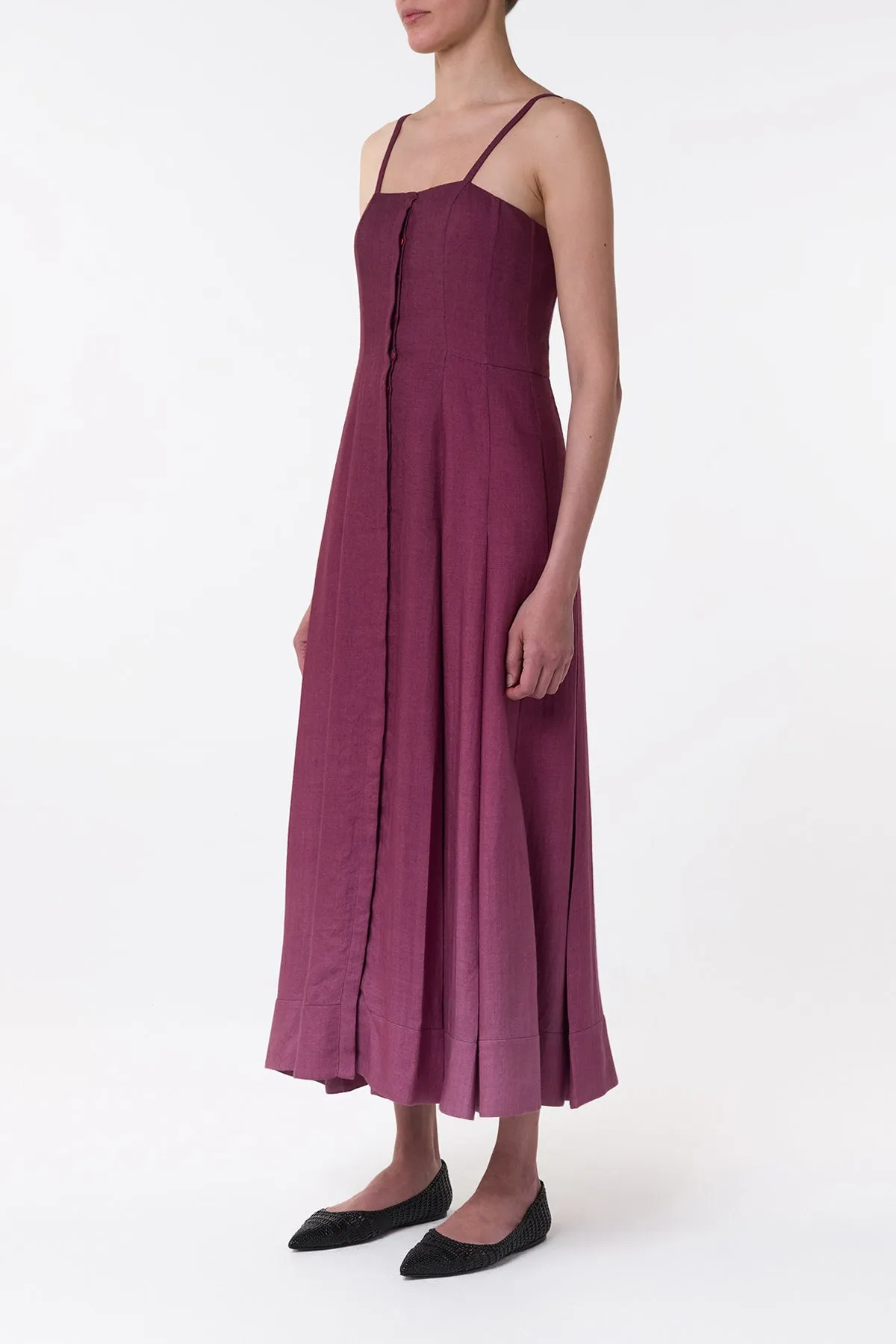 Magritte Maxi Dress in Bordeaux Cashmere Silk SoftenedEdges
