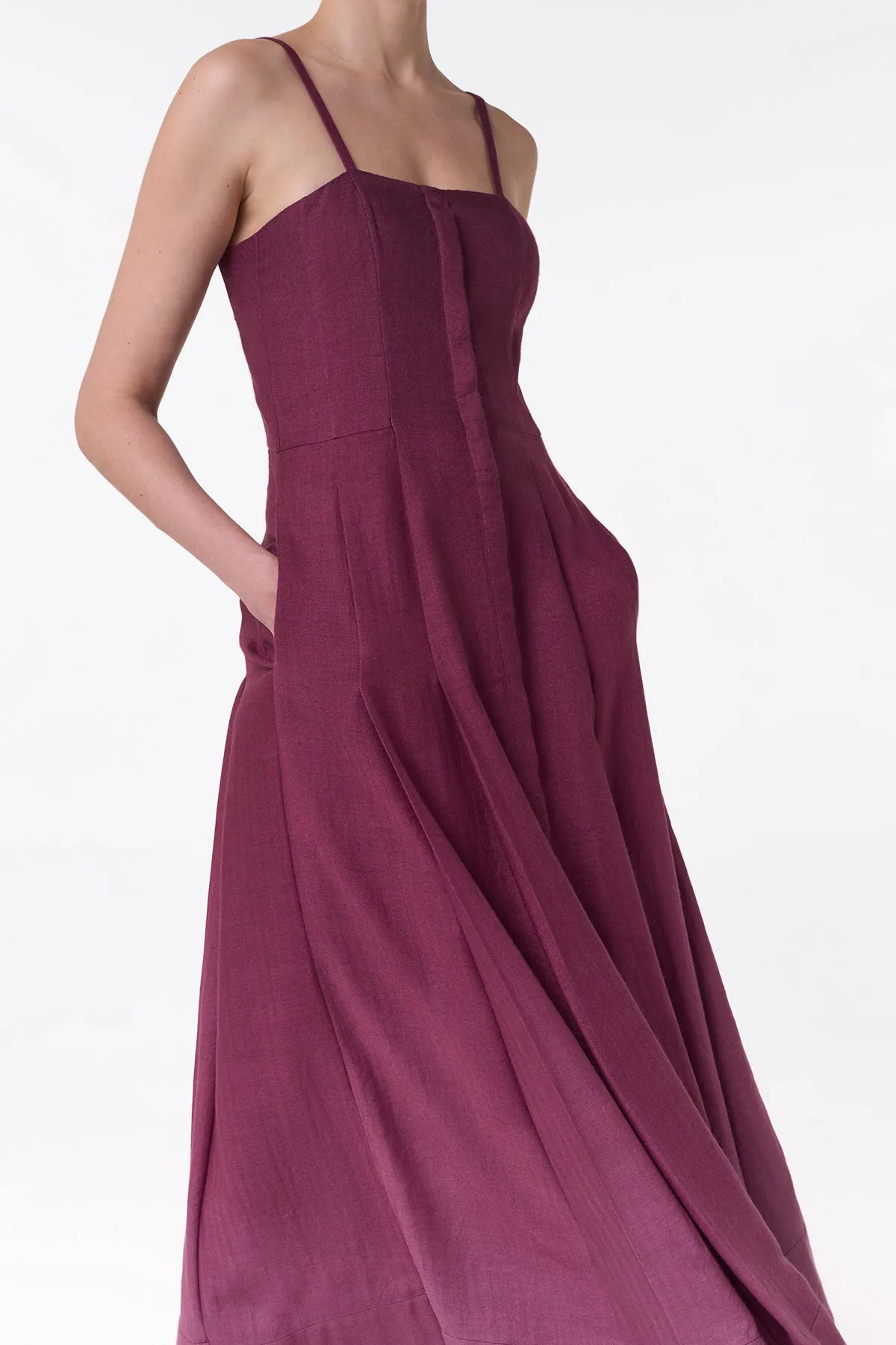 OdorControl Technology HighVisibility Trim Magritte Maxi Dress in Bordeaux Cashmere Silk