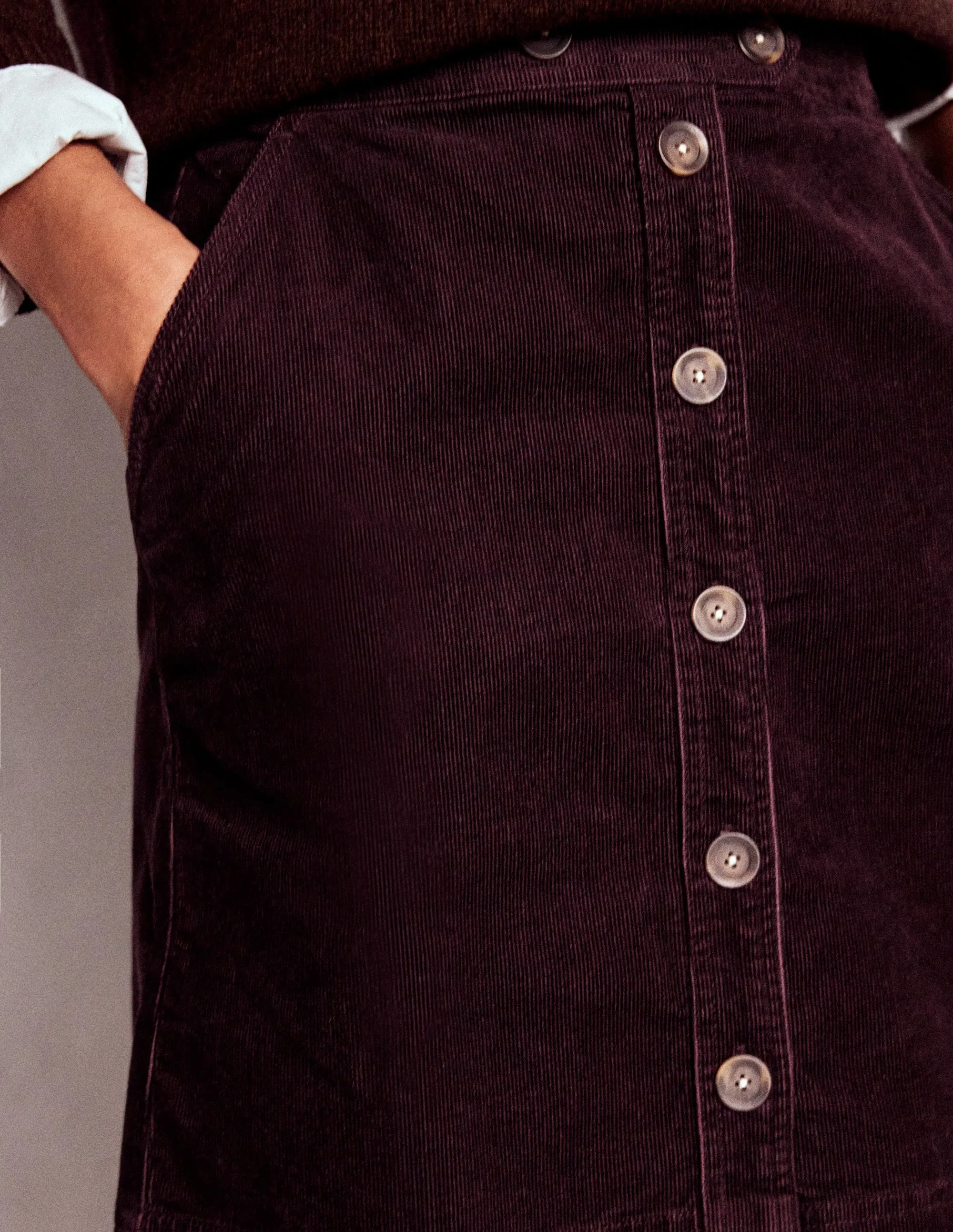 Cecelia Cord Skirt-Deep Aubergine Feminine Charm