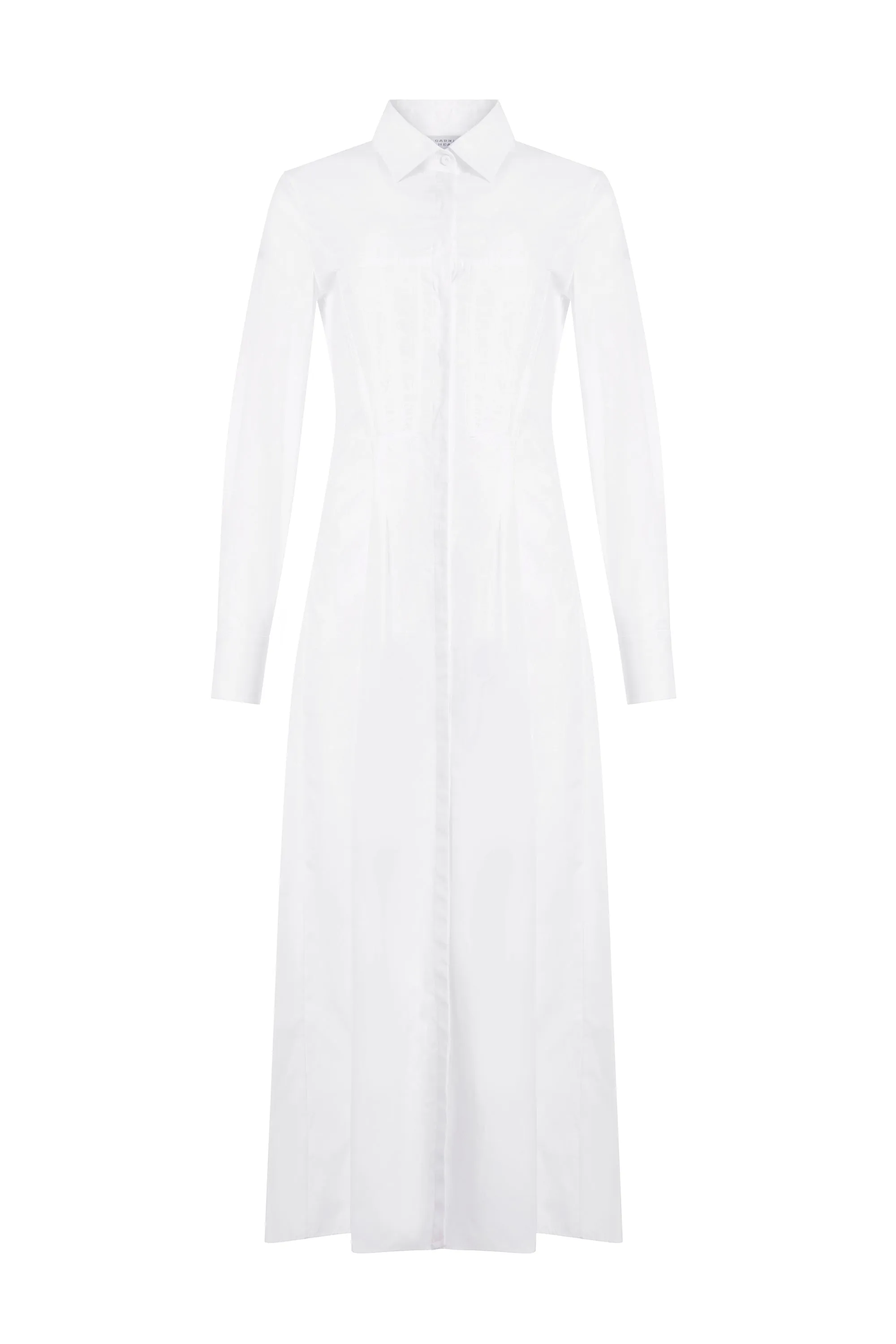 Eugene Maxi Shirtdress in White Sea Island Cotton Virtual Fit Lightweight Material