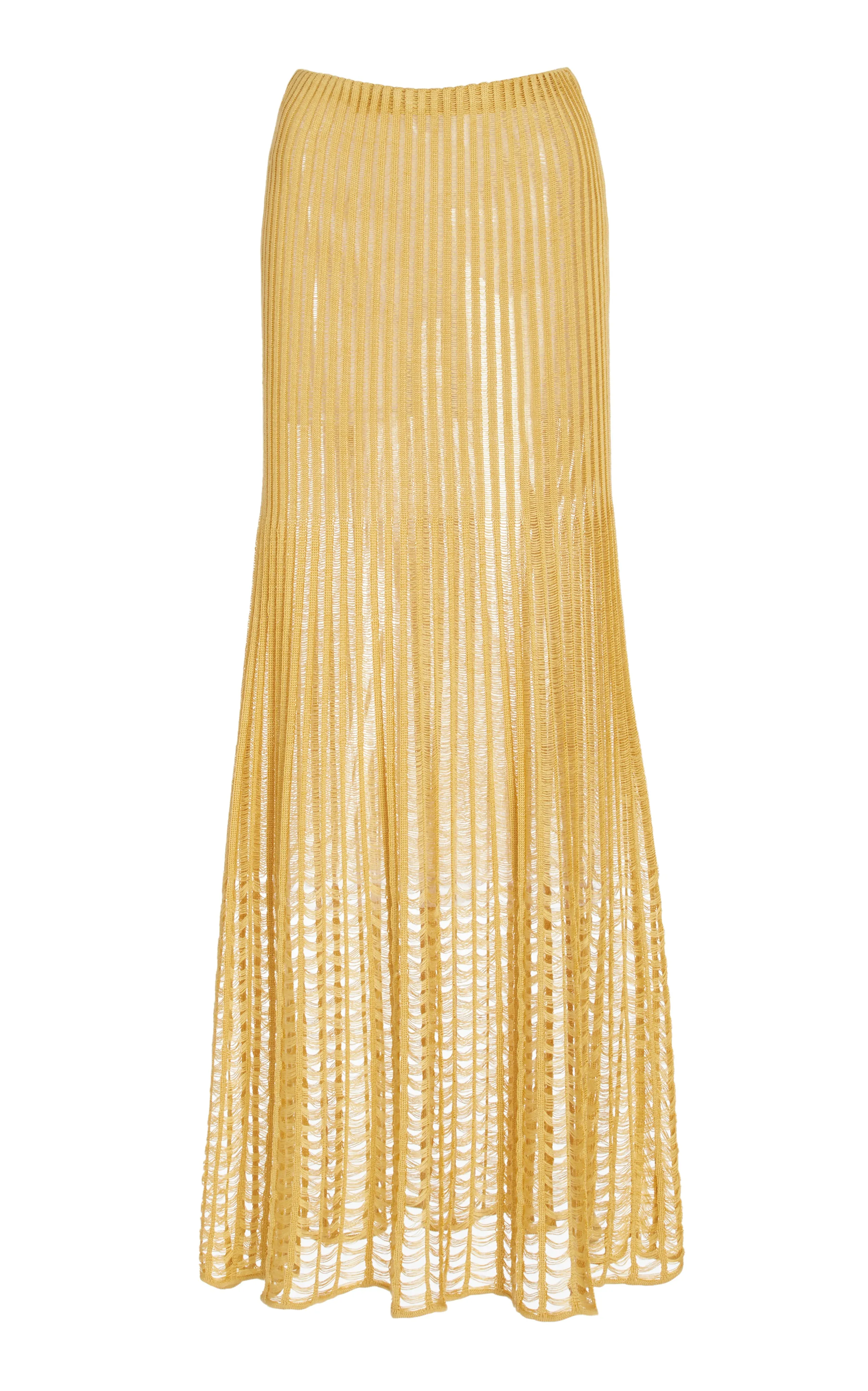 Althea Knit Maxi Skirt in Gold Shappe Silk StretchFit