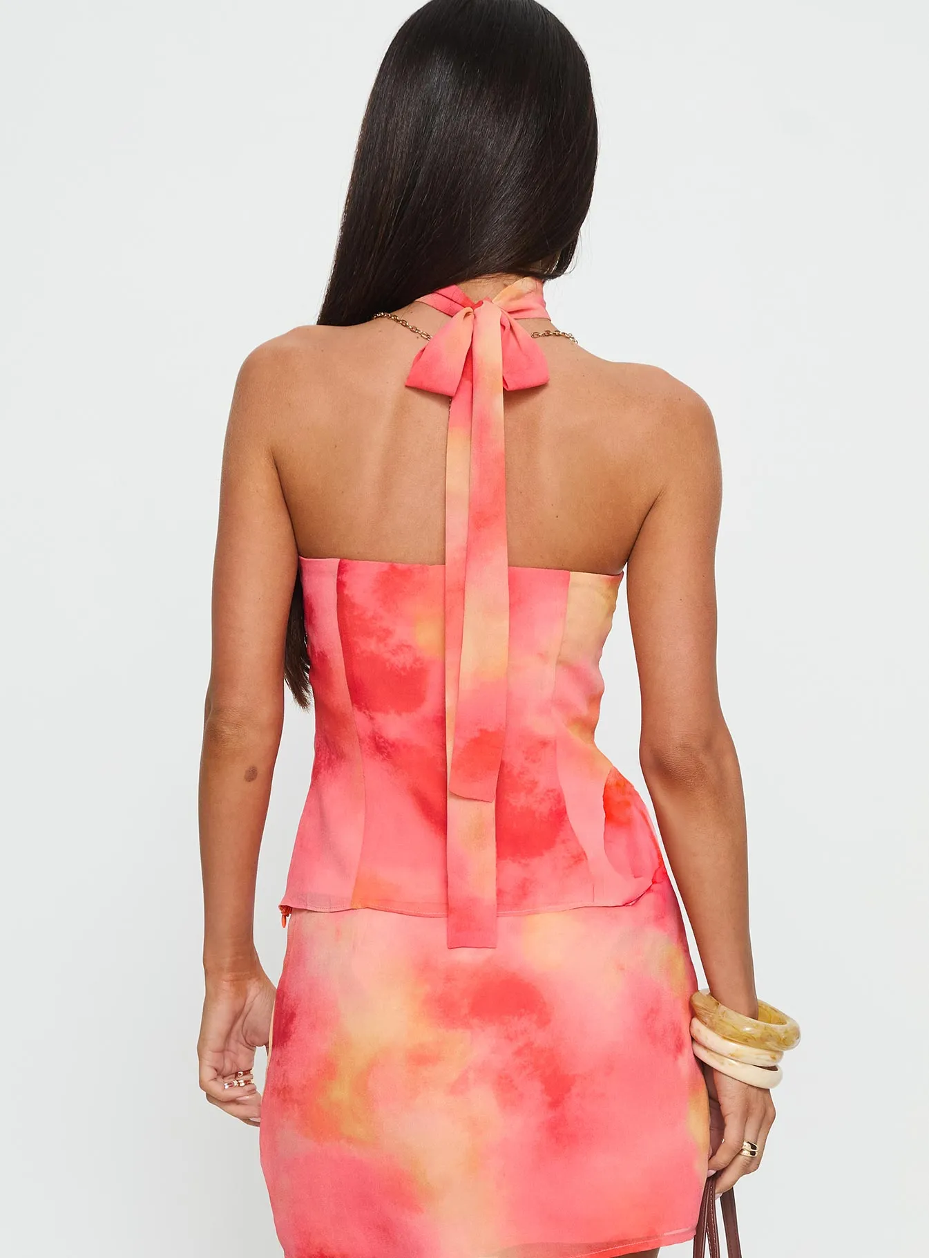 Fondness Scarf Detail Strapless Top Multi MultiLayer Stitching