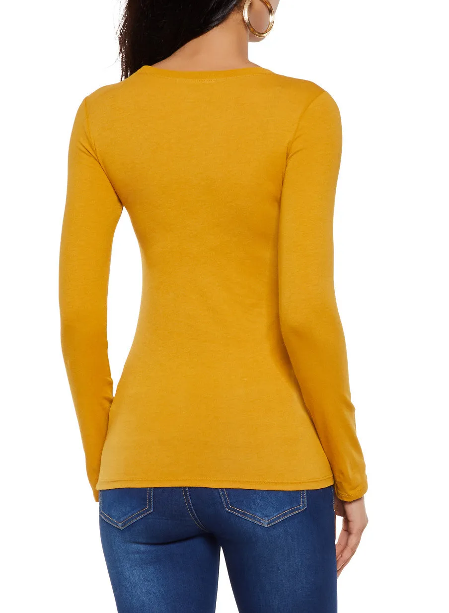 Feminine Fit Tight Fit Long Sleeve Crew Neck Tee