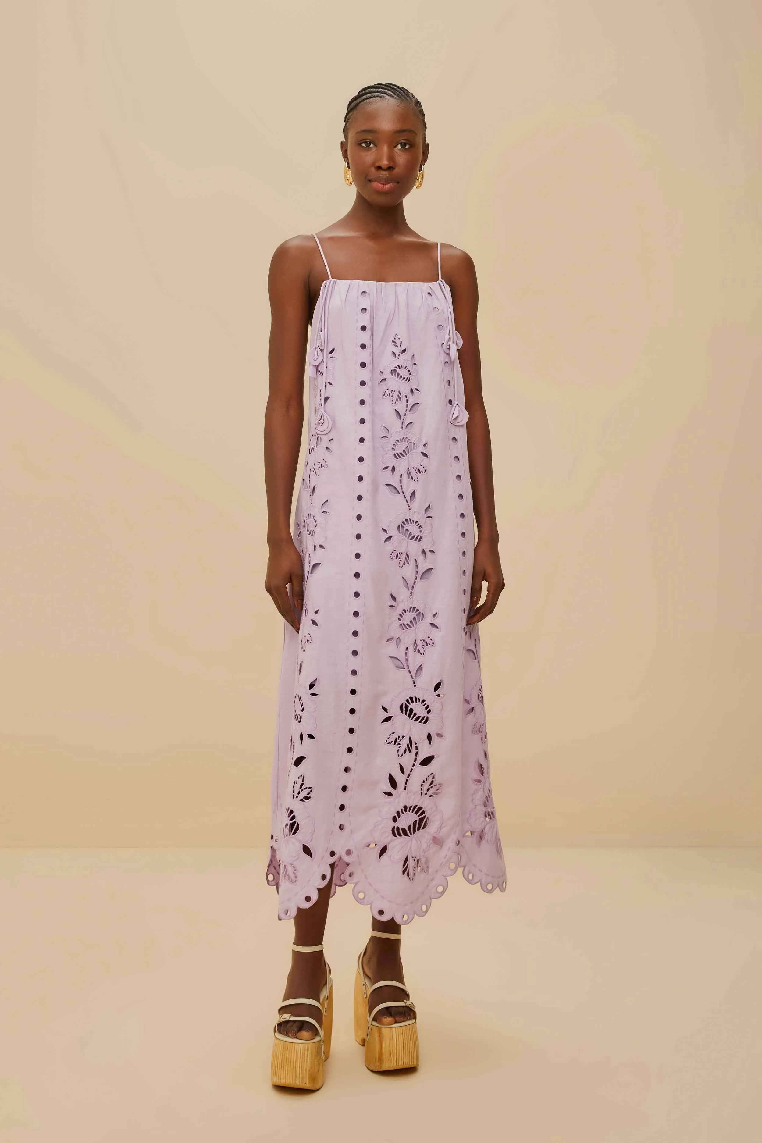 Vibrant evening maxi Ribbon Work Lilac Richelieu LENZING? ECOVERO? Euroflax? Maxi Dress