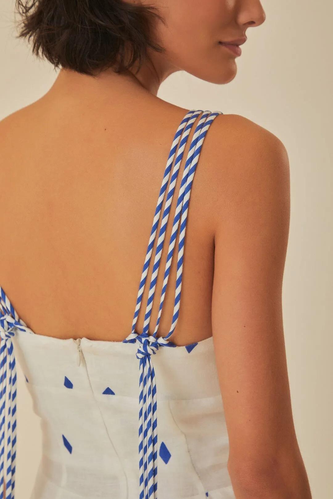 Off-White Graphic Fishes Euroflax? Premium Linen Maxi Dress Shimmer Sky