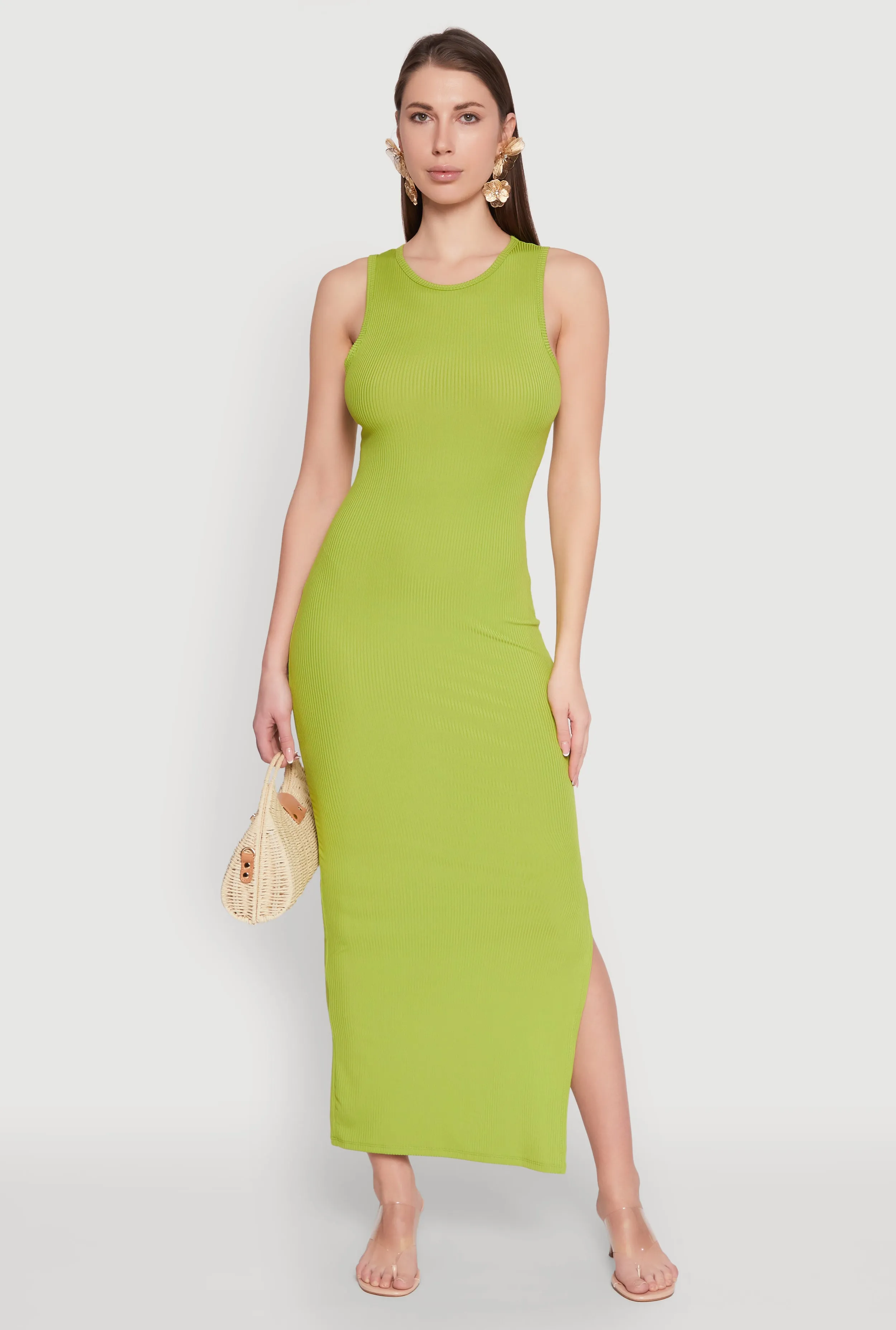 Warm Air Perfect for layering or wearing on its own this dress adapts to any season Rib Knit Side Slit Maxi Dress