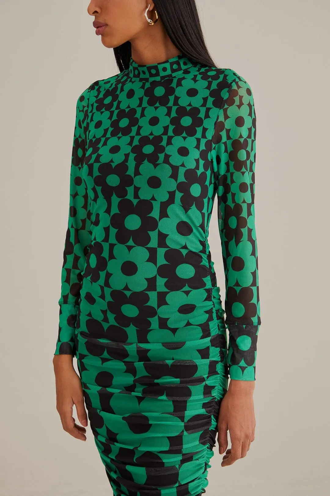 Green Lovedaisy Tulle Midi Dress Rainbow Arc