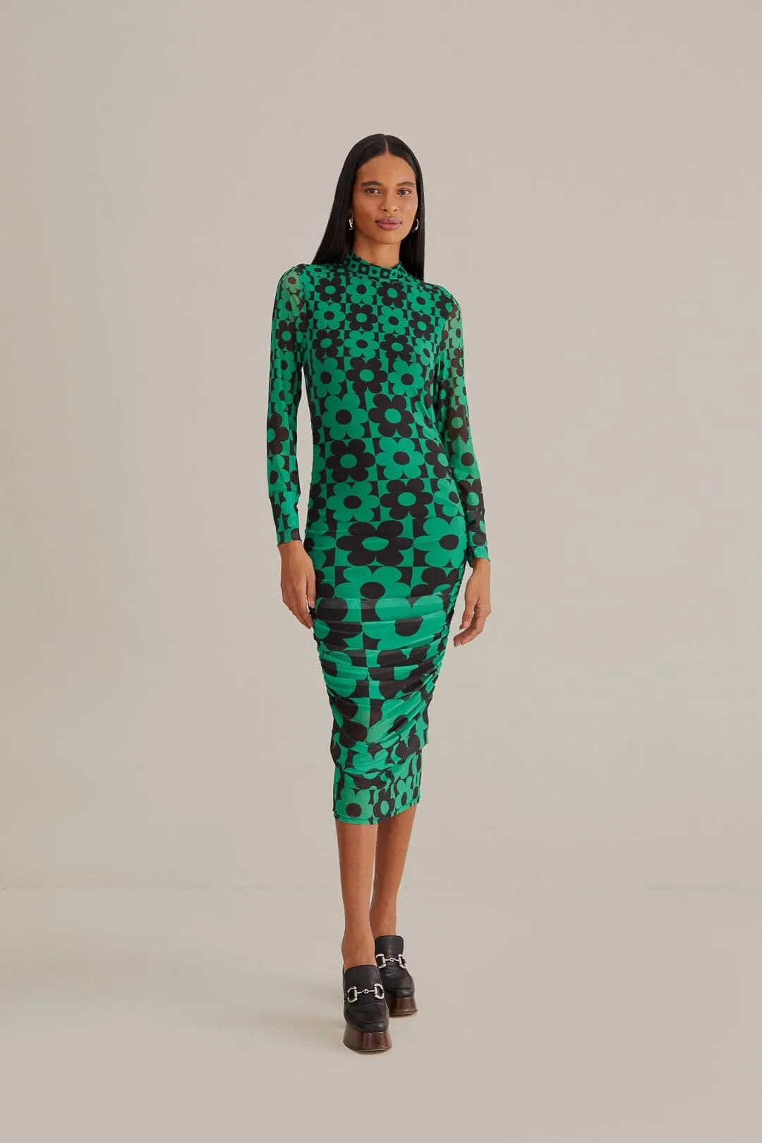 Green Lovedaisy Tulle Midi Dress Metro Stop