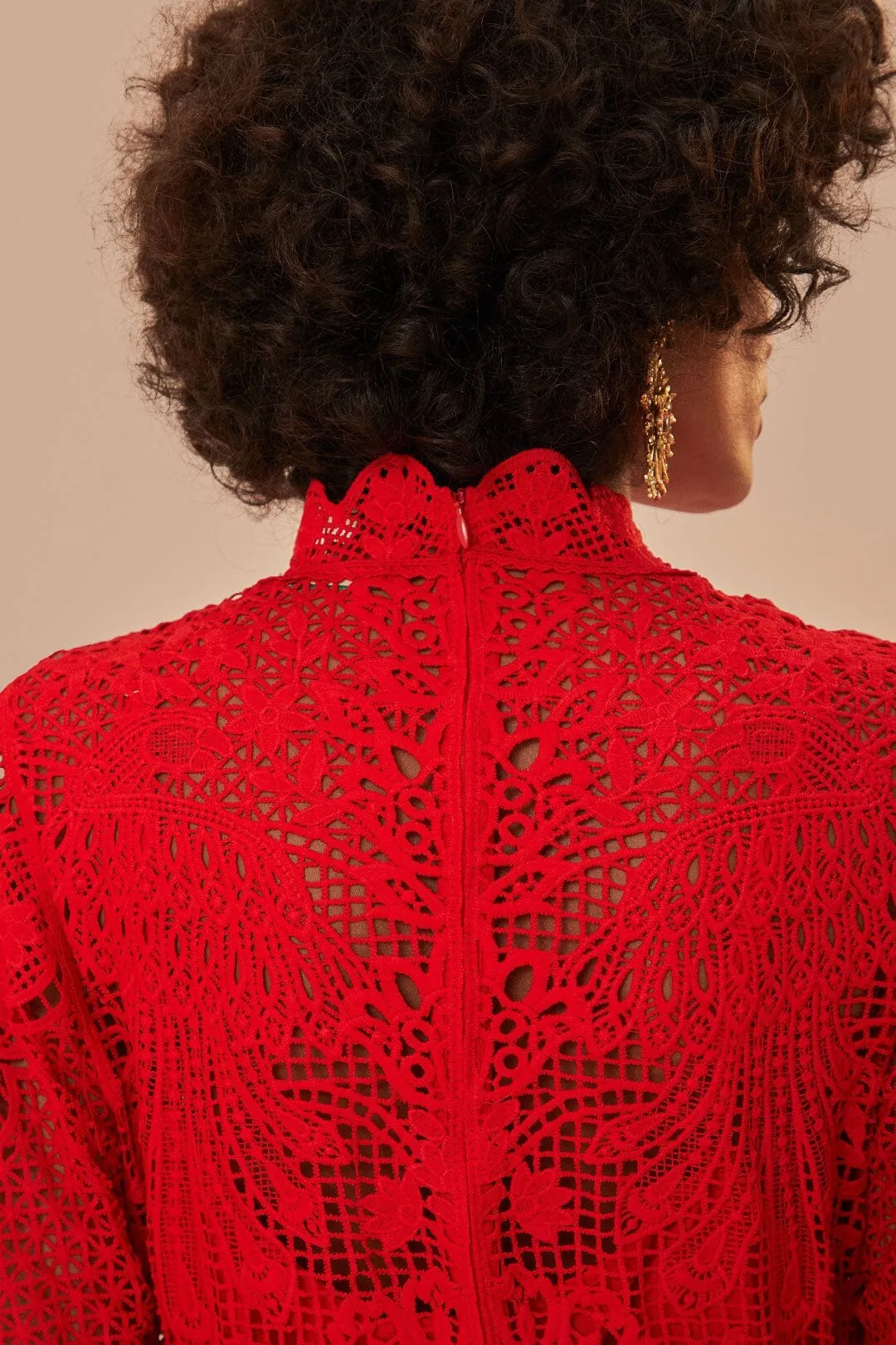 Red Guipire Long Sleeve Maxi Dress Magic Hour