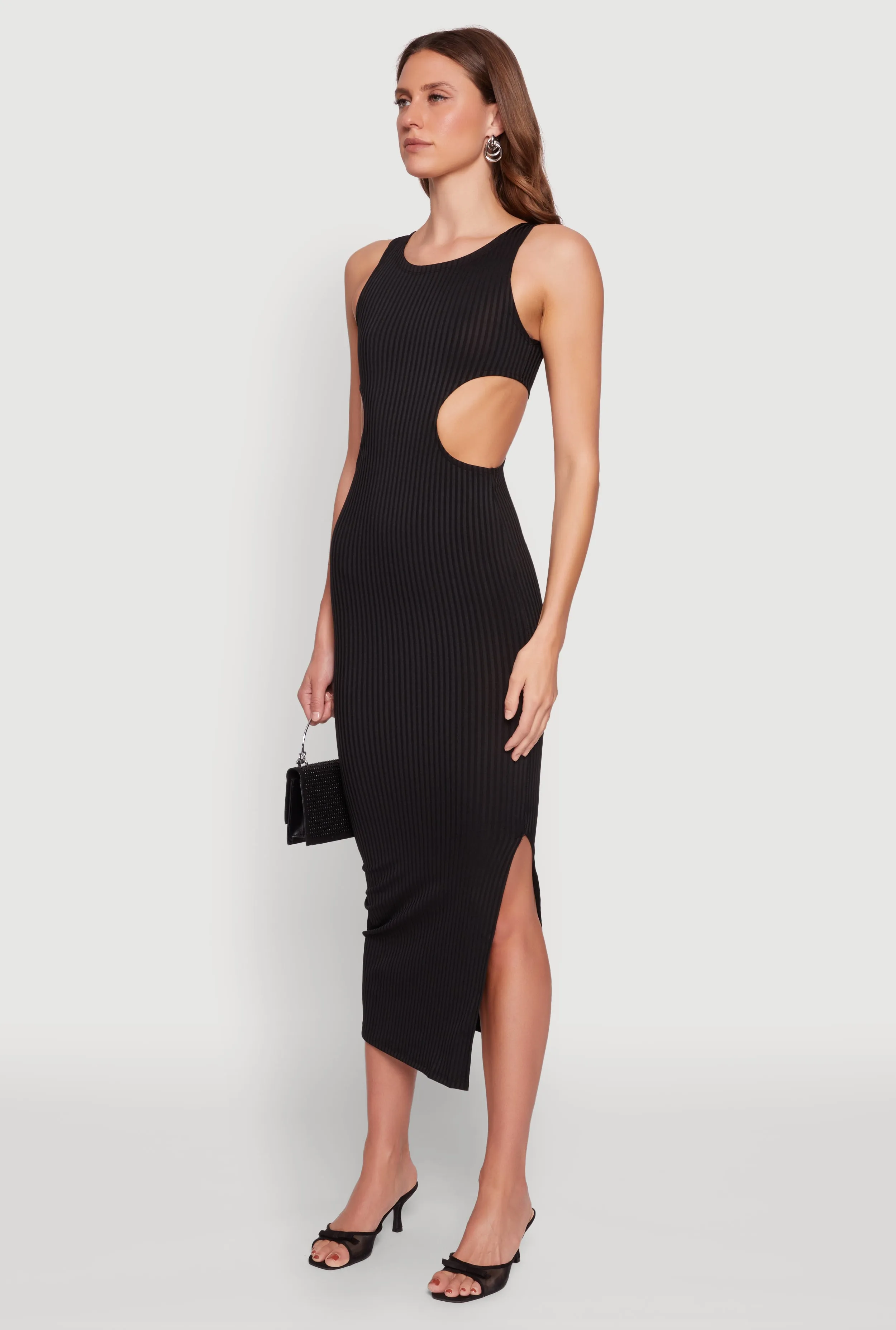 Rib Knit Side Cut Out Maxi Dress Stylish spring maxi Silk Glow