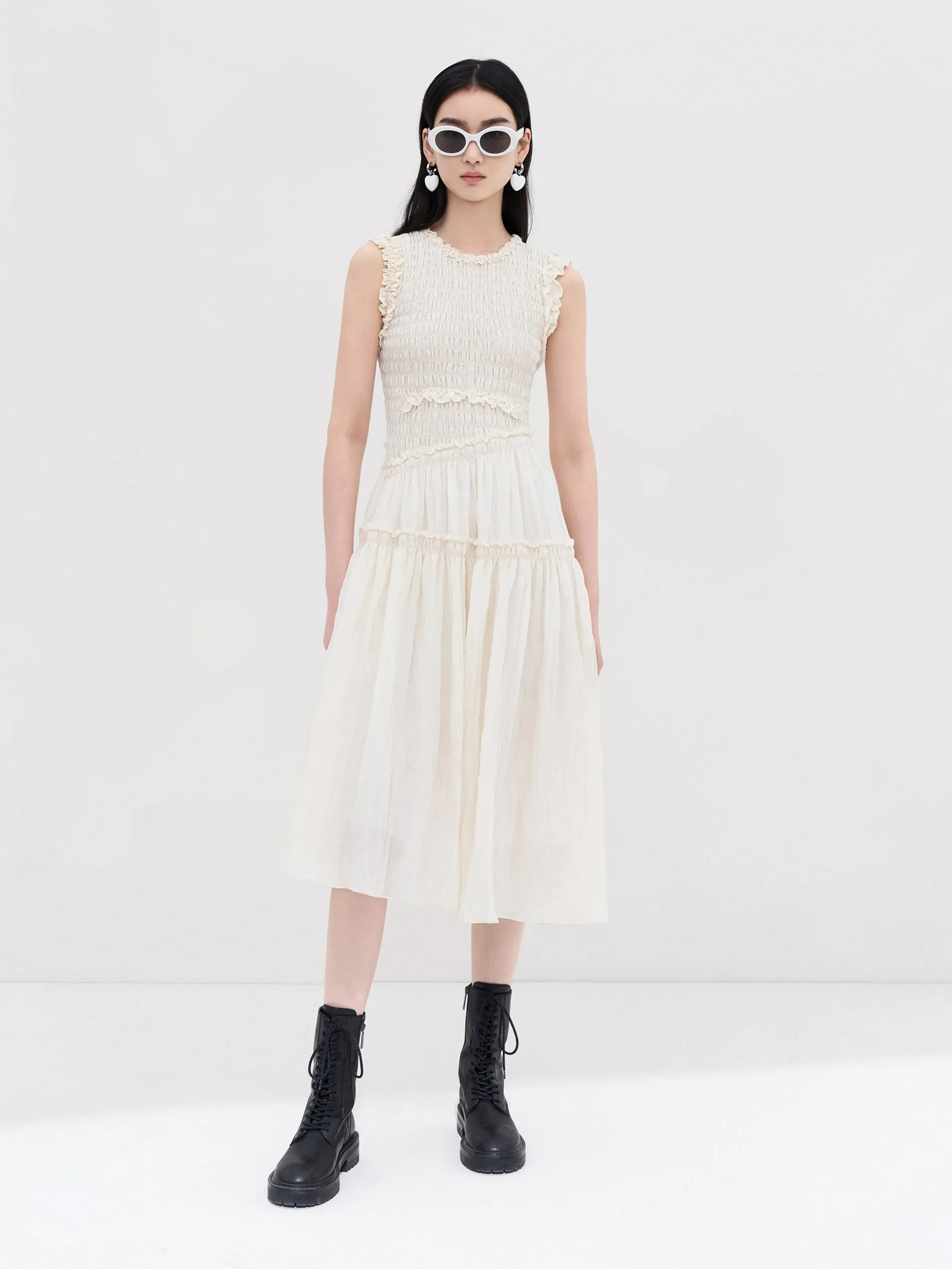 New Yorker Italian Flair Ruched Sleeveless Midi Dress