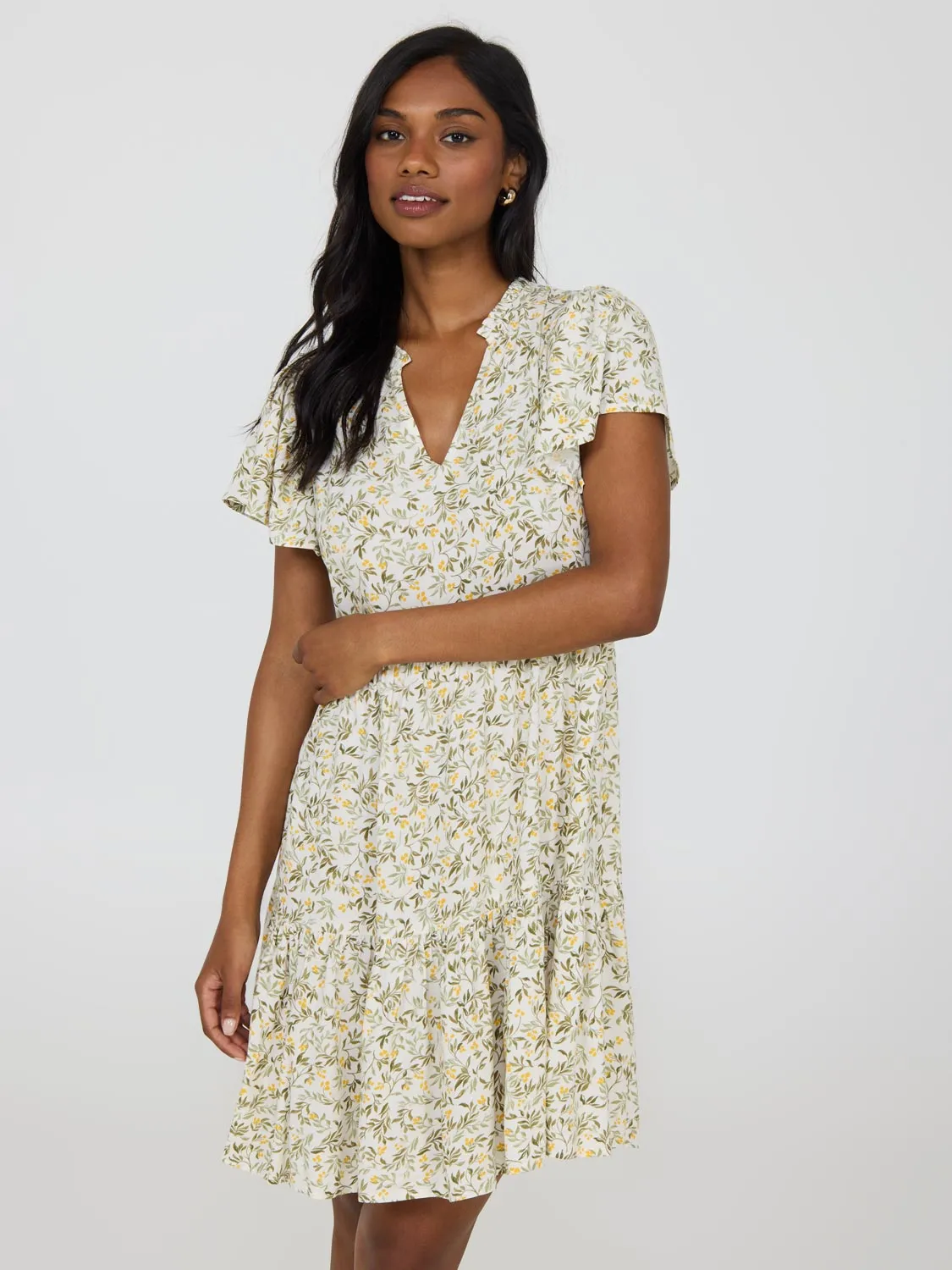 Floral Flutter Sleeve Mini Dress City Edge