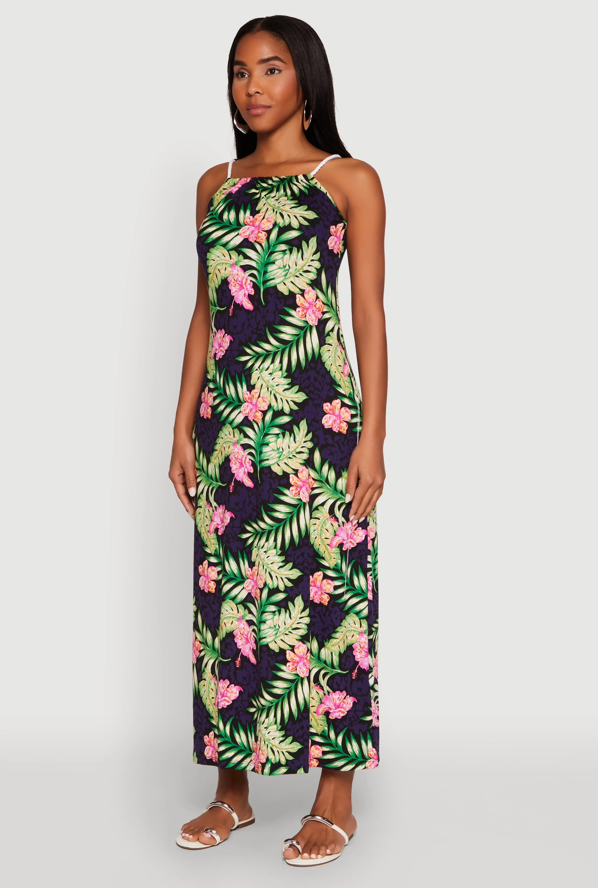 Tropical Floral Print Maxi Sundress Timeless and classic maxi Wood Bridge